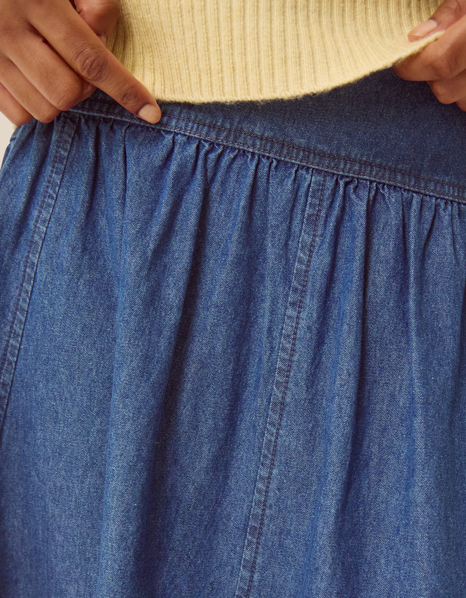 Monsoon Paloma Denim Midi Skirt, view 2