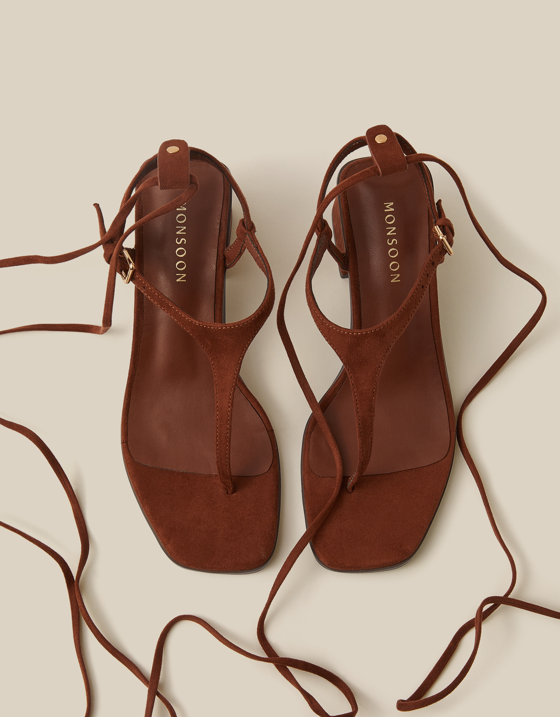 Monsoon Hatty Toe Post Tie Strap Heels