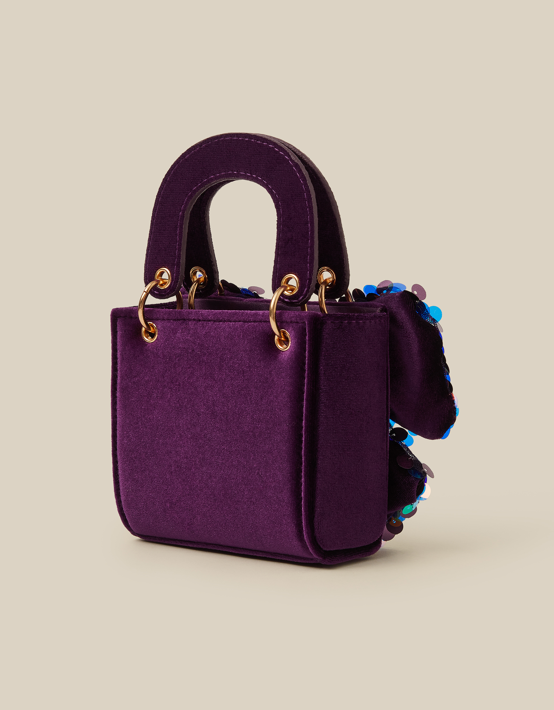 Monsoon Sequin Bow Tote Bag in Purple, view 2