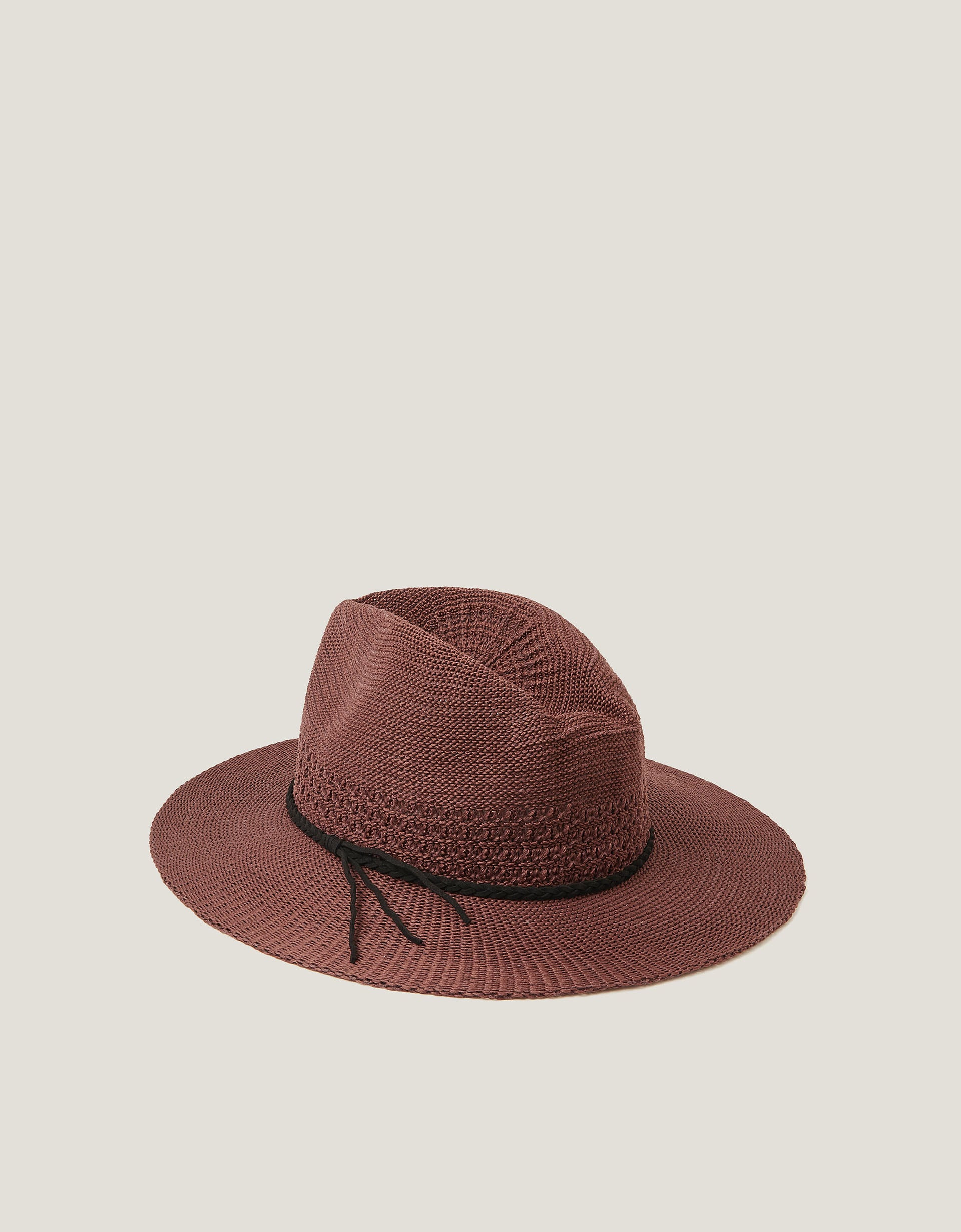 Monsoon Nene Woven Fedora Sun Hat in Brown, view 2