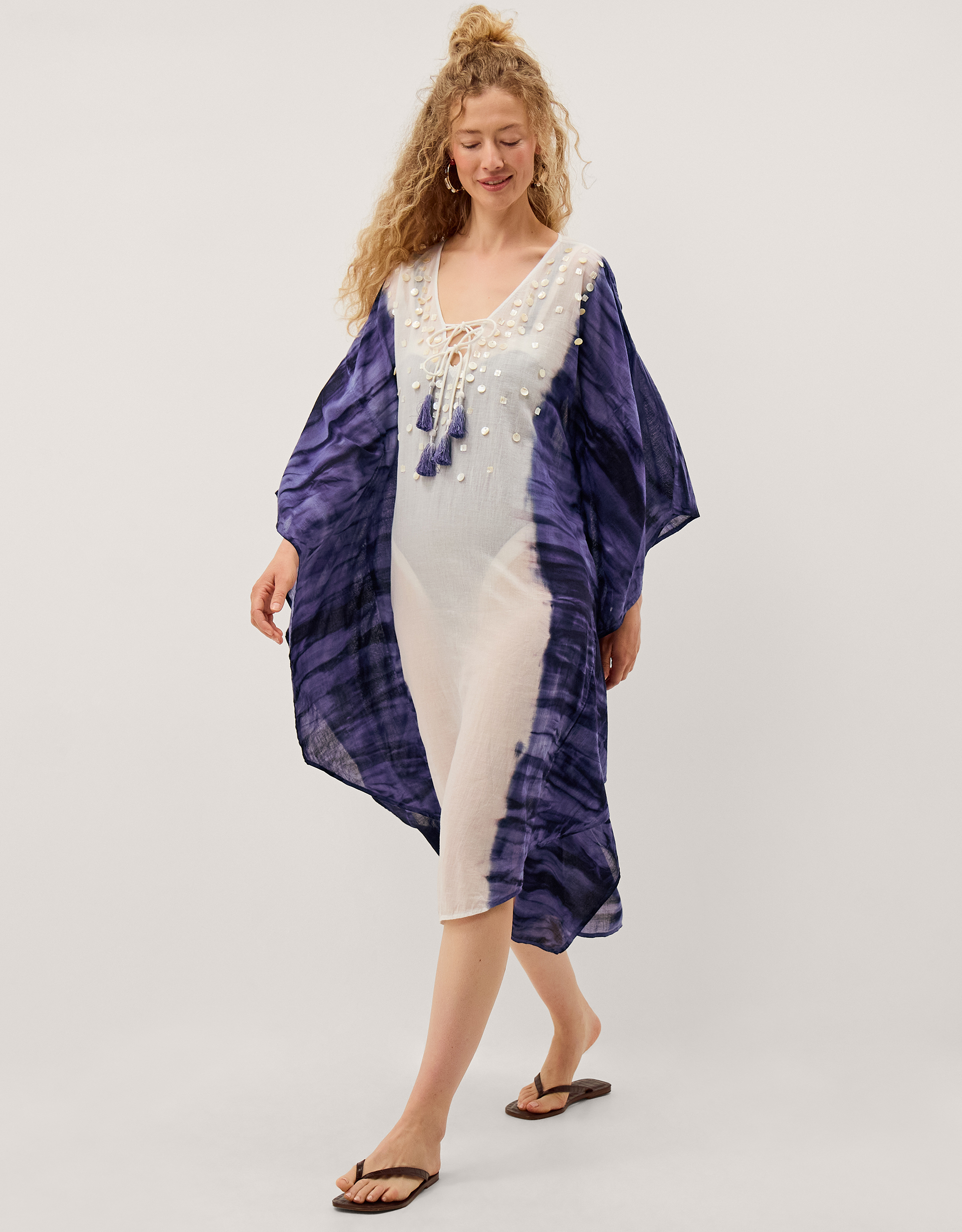 Monsoon Elise Embellished Dip Dye Midi Kaftan