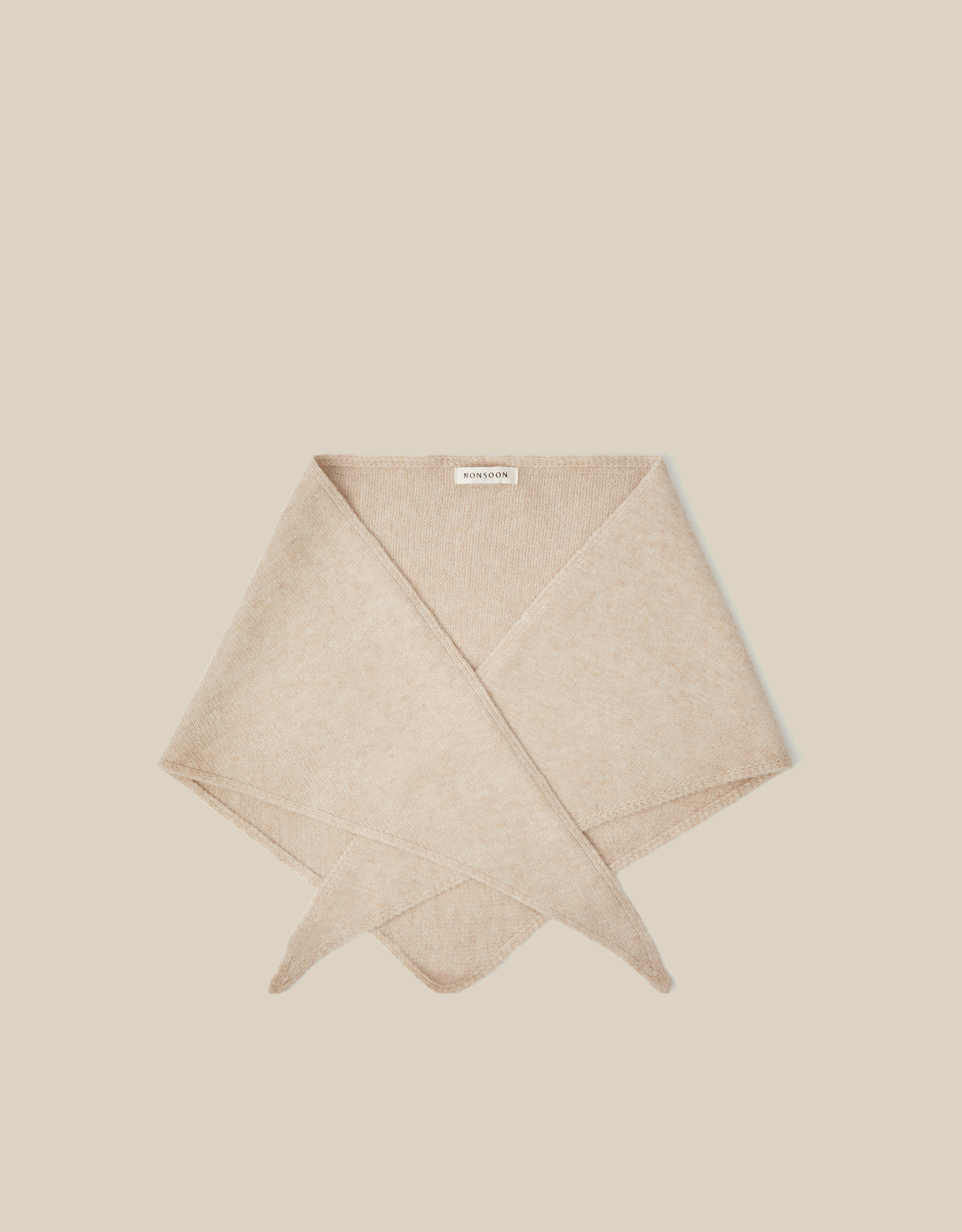 Monsoon Fae Knitted Triangle Scarf in Natural