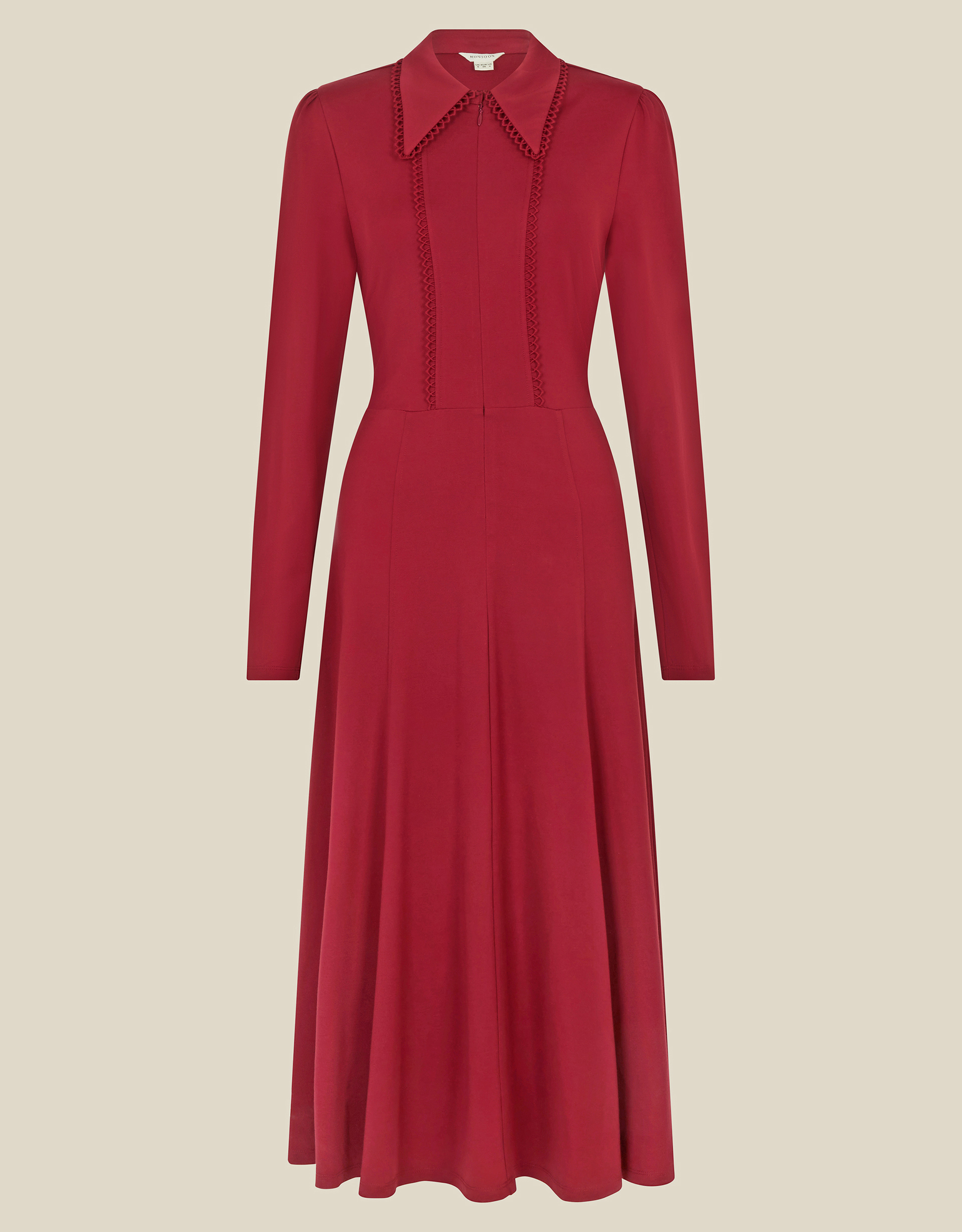 Monsoon Zoe Pointed Collar Jersey Midi Dress, view 5