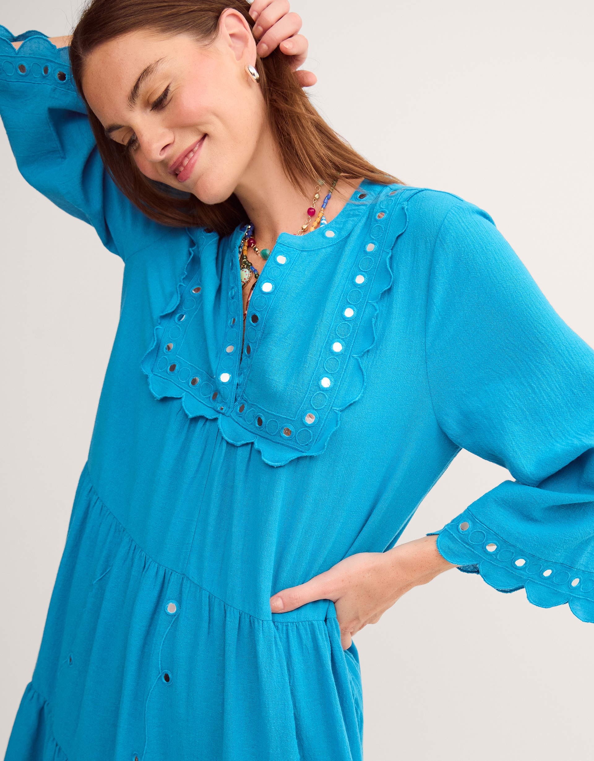 Monsoon Maddie Mirror Midi Kaftan in Teal, view 4
