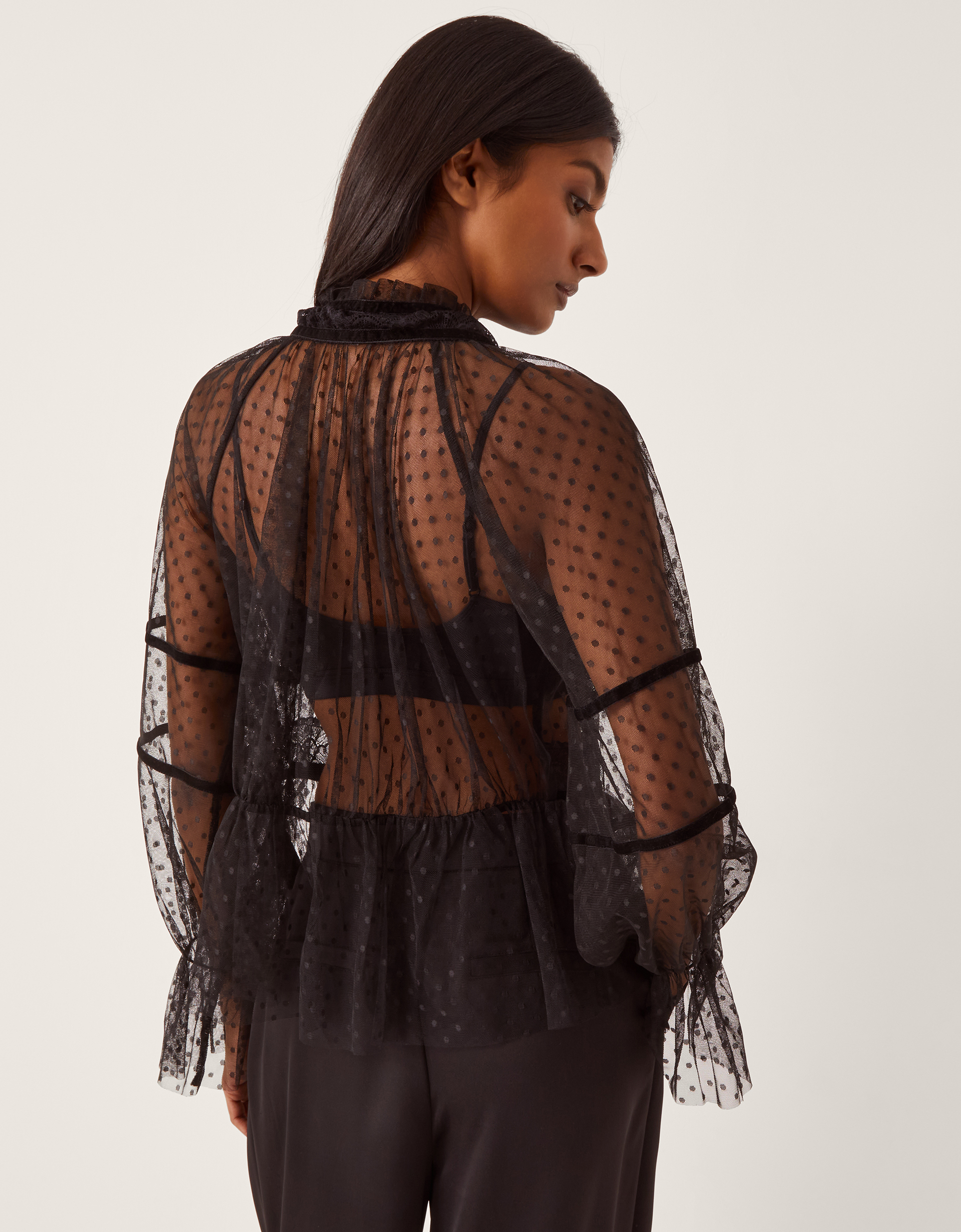 Monsoon Lina Sheer Polka Dot Lace Blouse, view 3