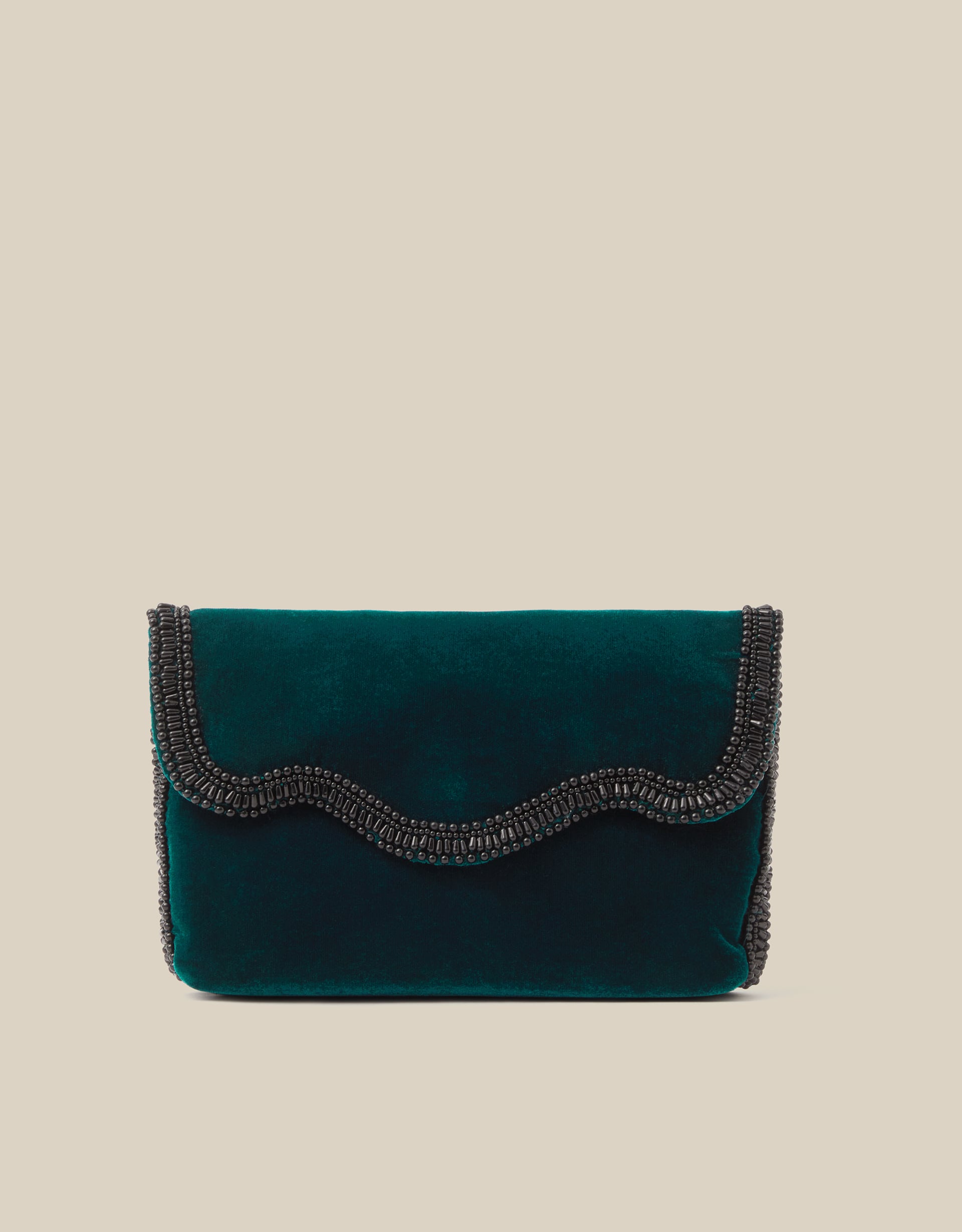 Monsoon Tori Beaded Velvet Clutch Bag