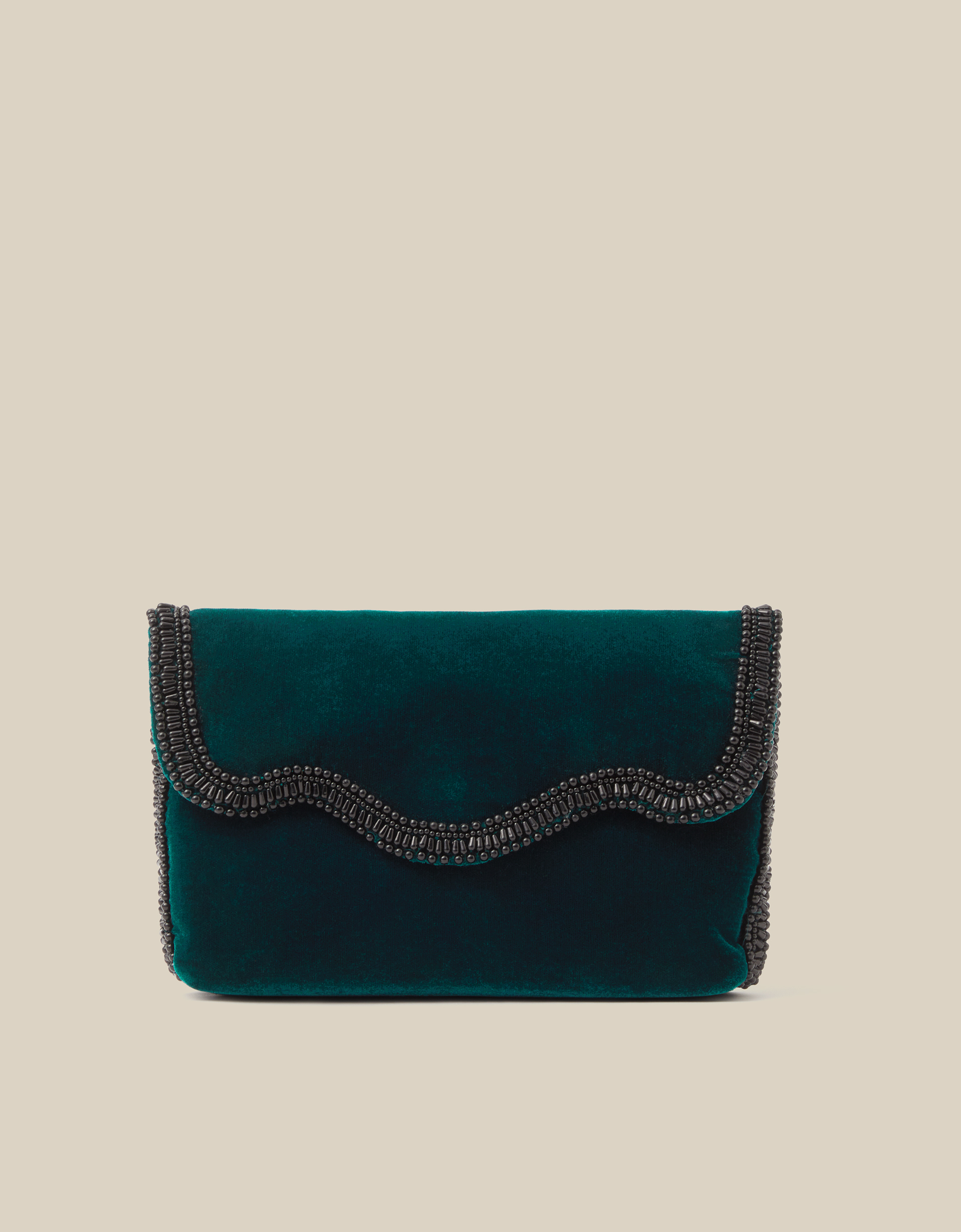 Monsoon Tori Beaded Velvet Clutch Bag