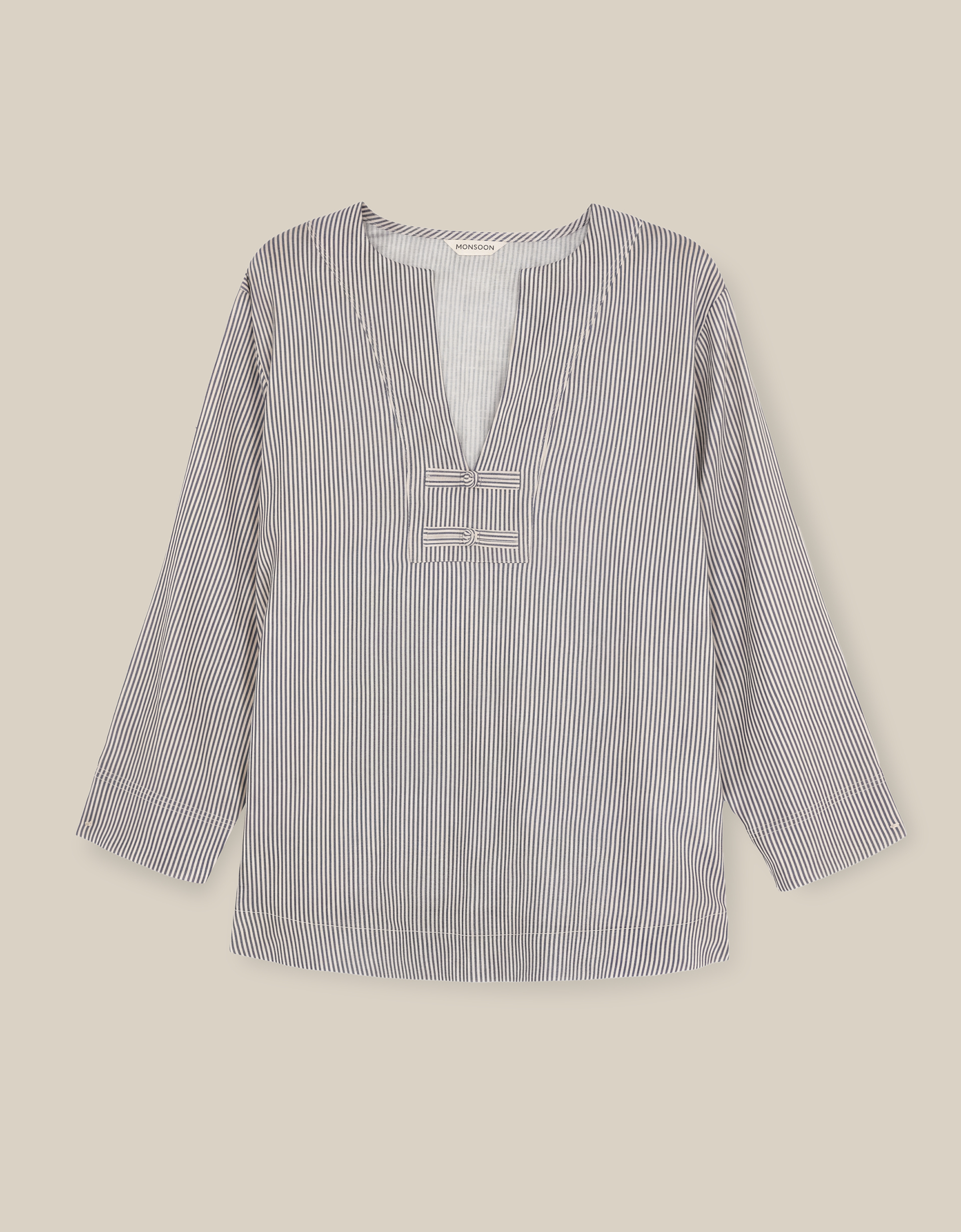Monsoon Alexa Stripe Linen Blend Top, view 6
