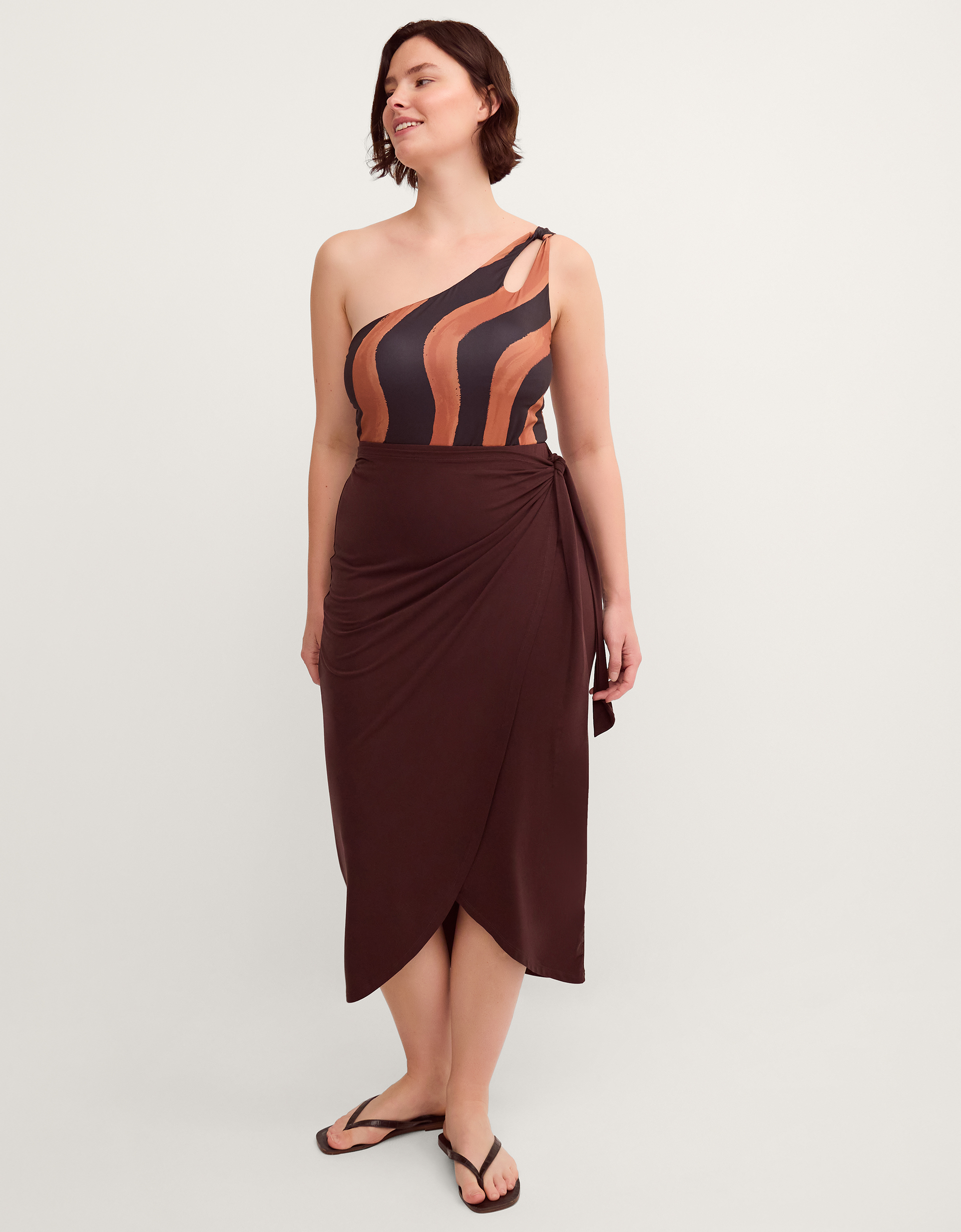 Monsoon Callie Thorpe x Monsoon One-Shoulder Wave Print Shaping Swimsuit, view 4
