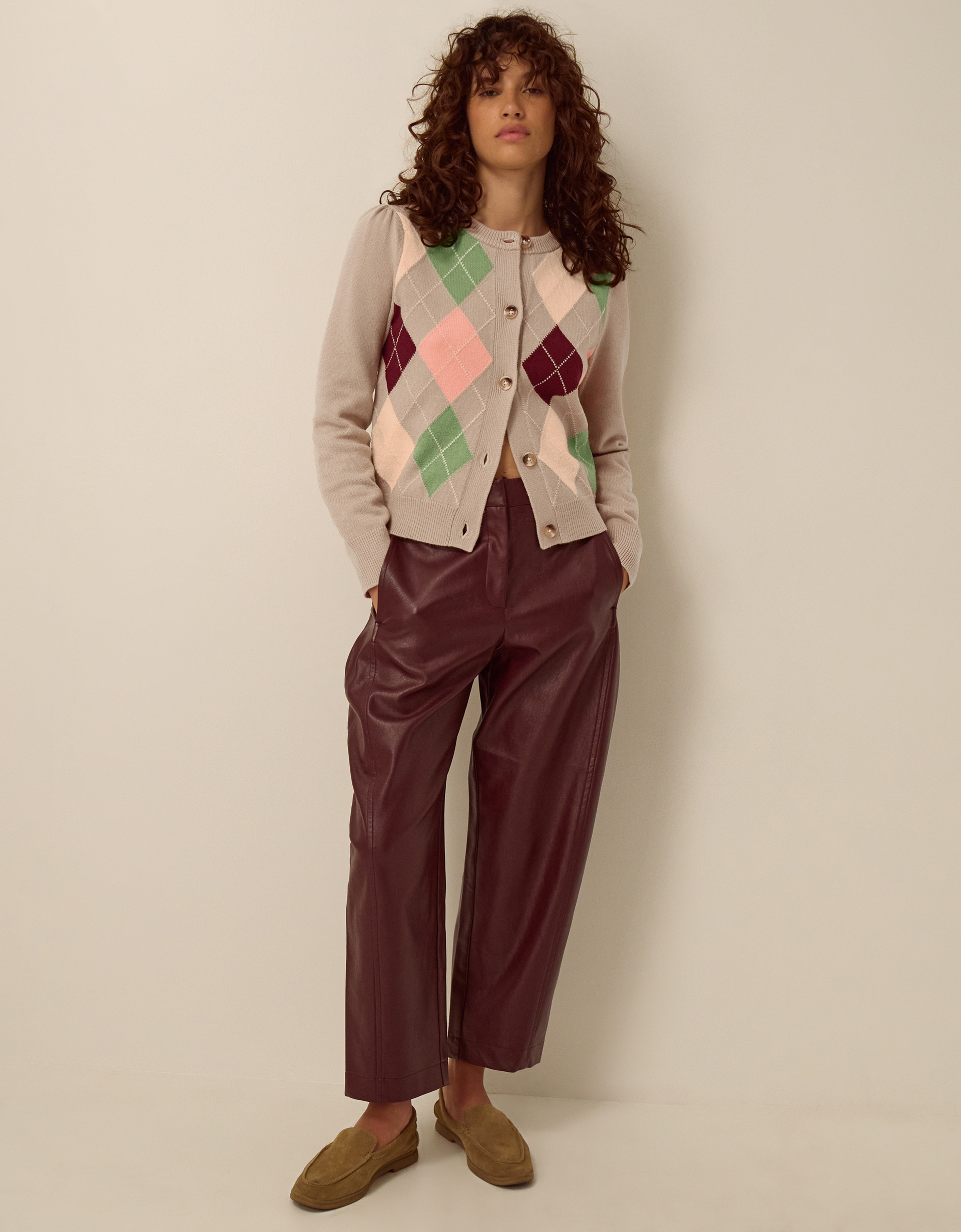 Monsoon Alba Argyle Cardigan, view 4
