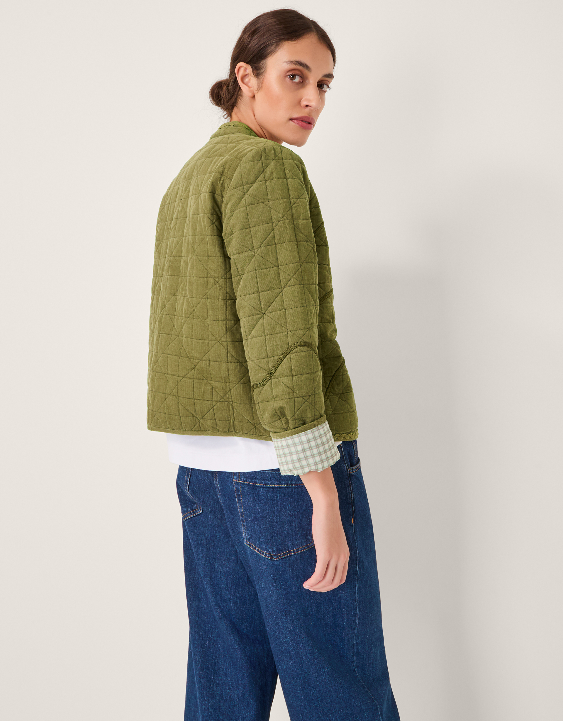Monsoon Gaia Quilted Corduroy Jacket, view 3