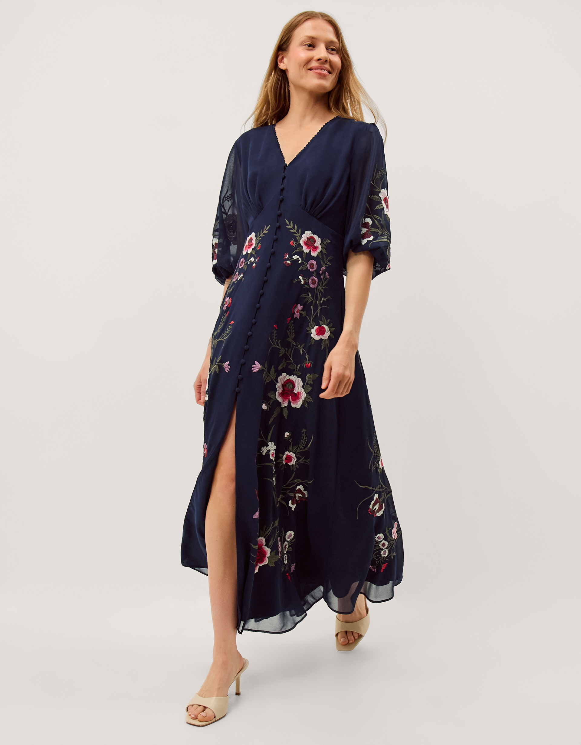 Monsoon Emi Floral Embroidered Maxi Dress