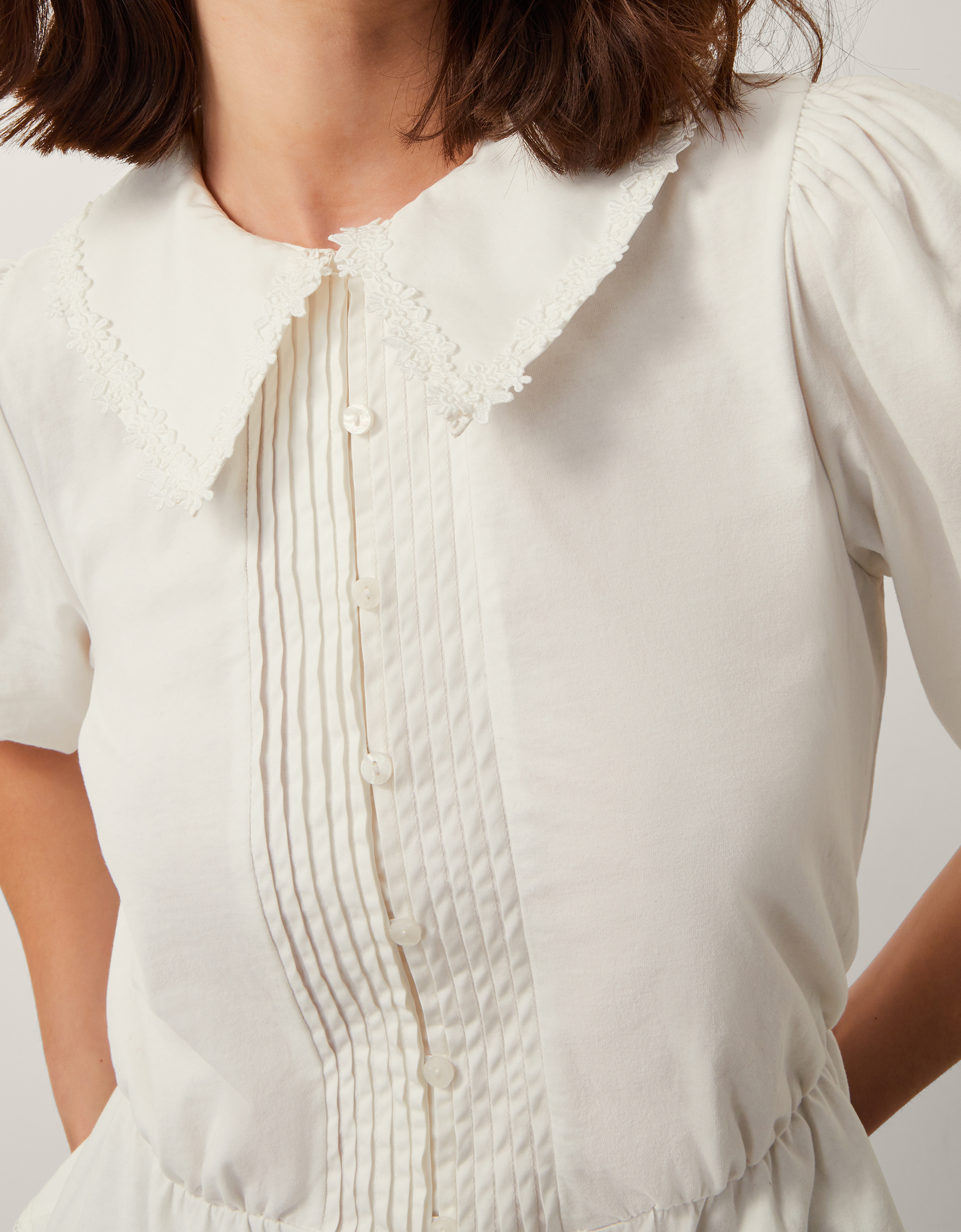 Monsoon Celia Puff Sleeve Collar Jersey Blouse, view 2