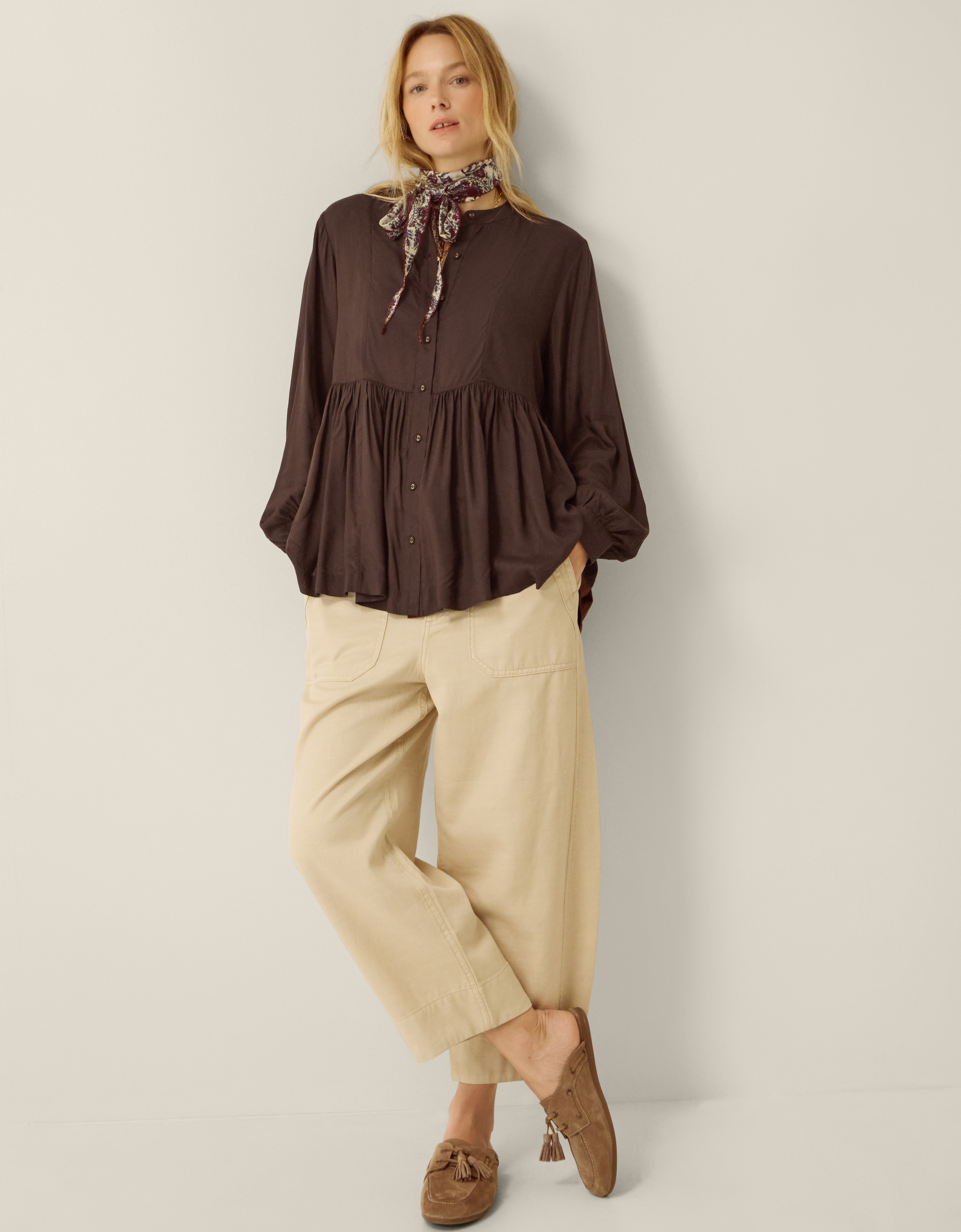 Monsoon Sandy Relaxed Blouse Brown, view 3
