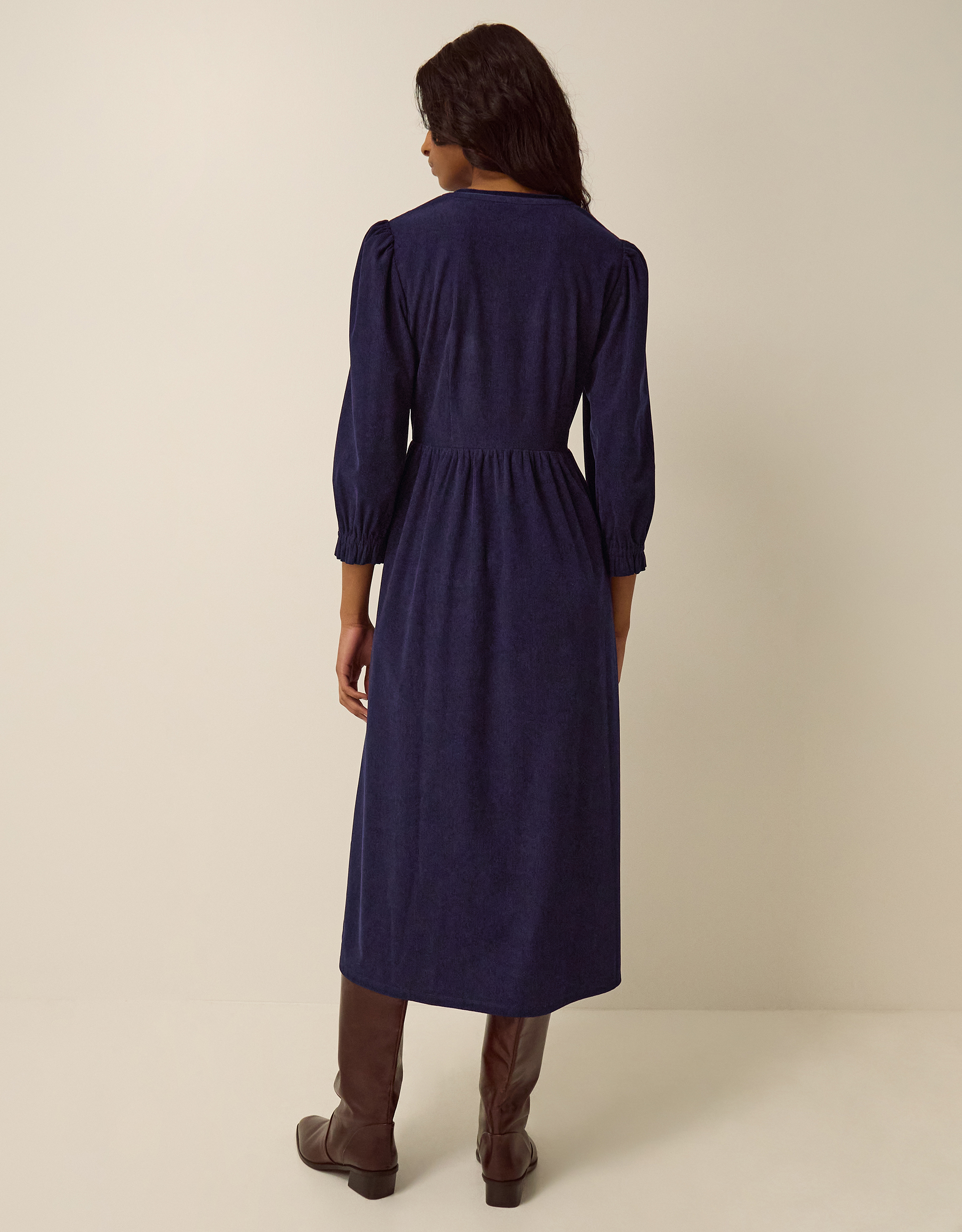 Monsoon Sara Smocked Corduroy Midi Dress, view 3