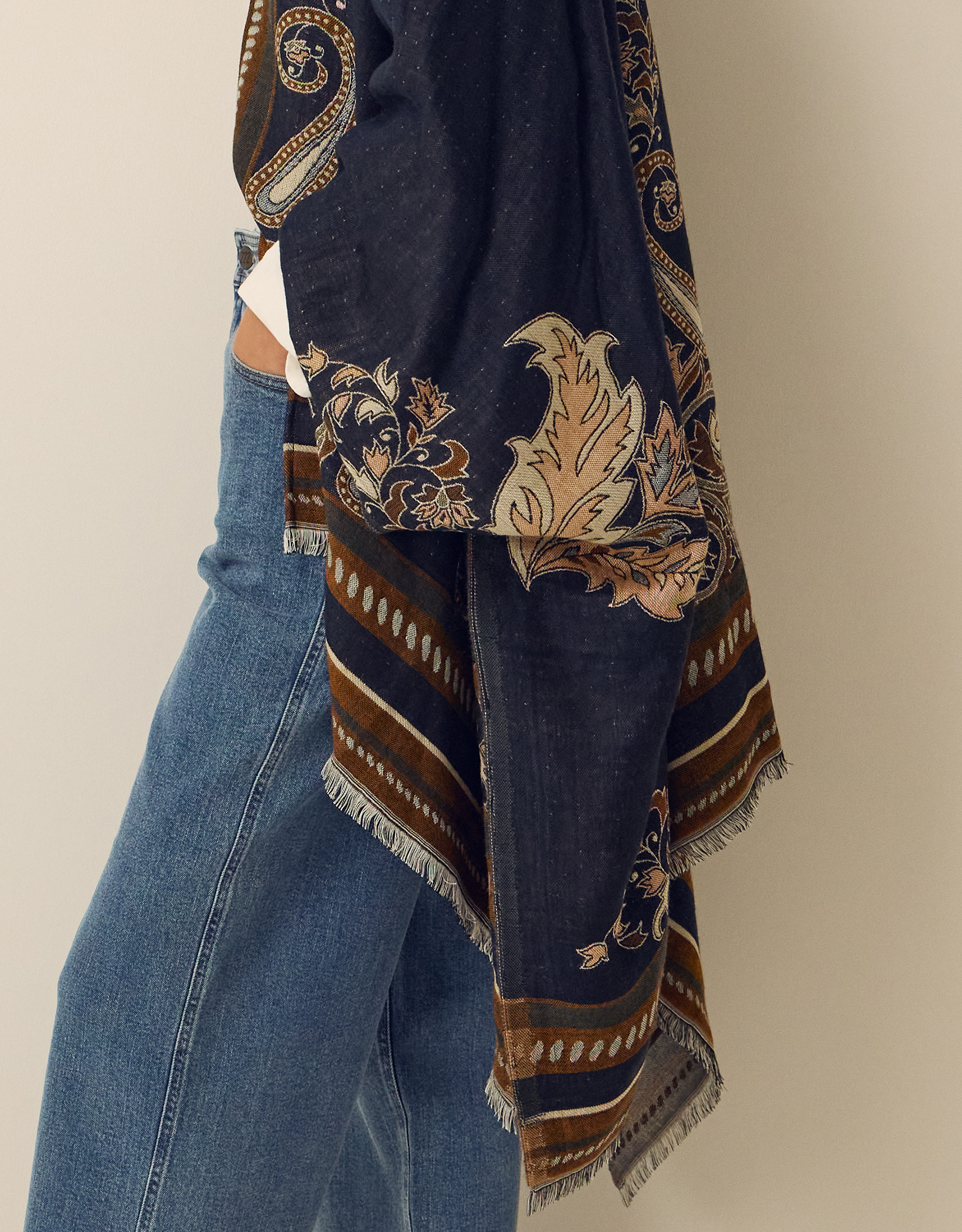 Monsoon Crissy Jacquard Poncho, view 4