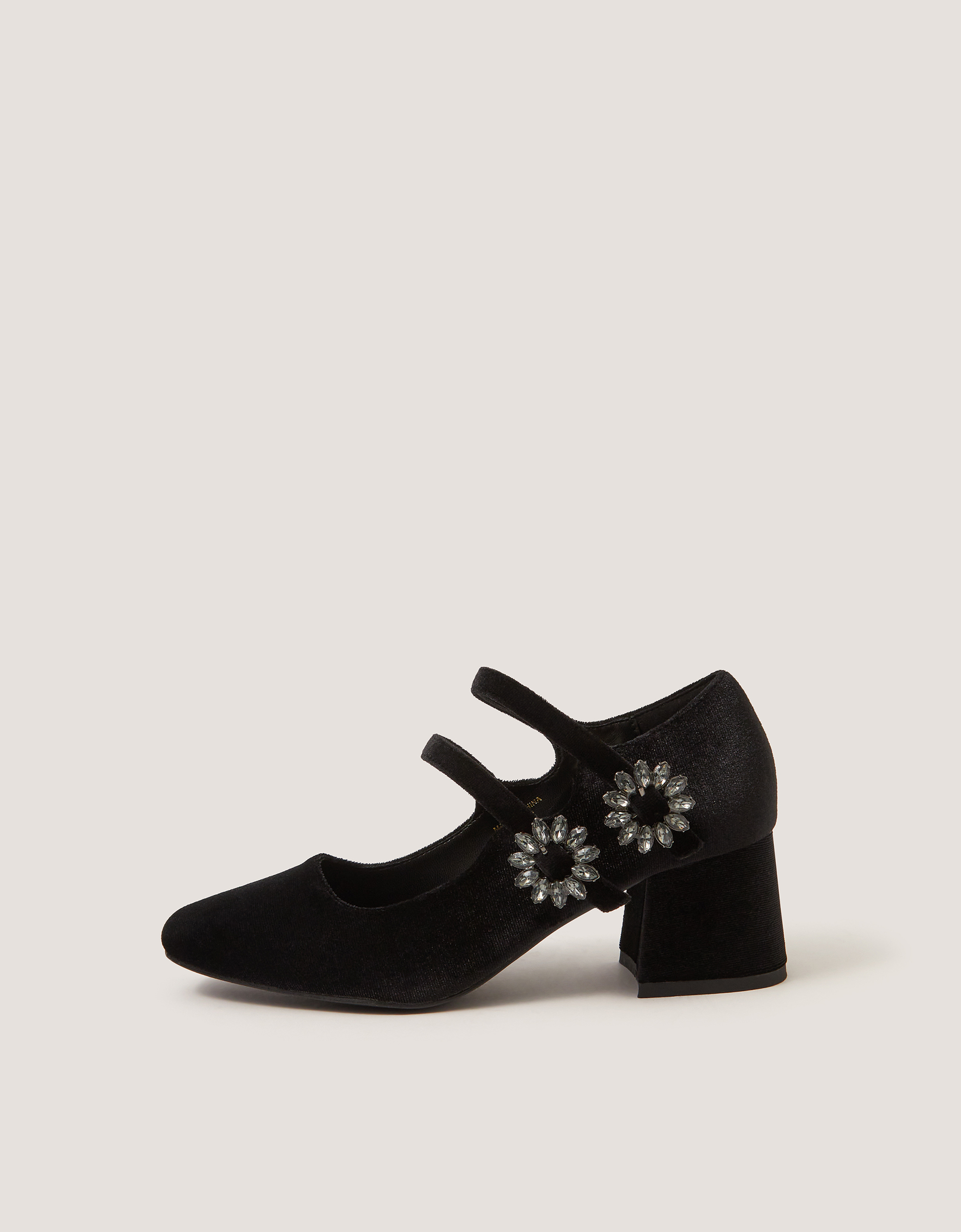 Monsoon Symone Velvet Mary Jane Block Heels in Black, view 3