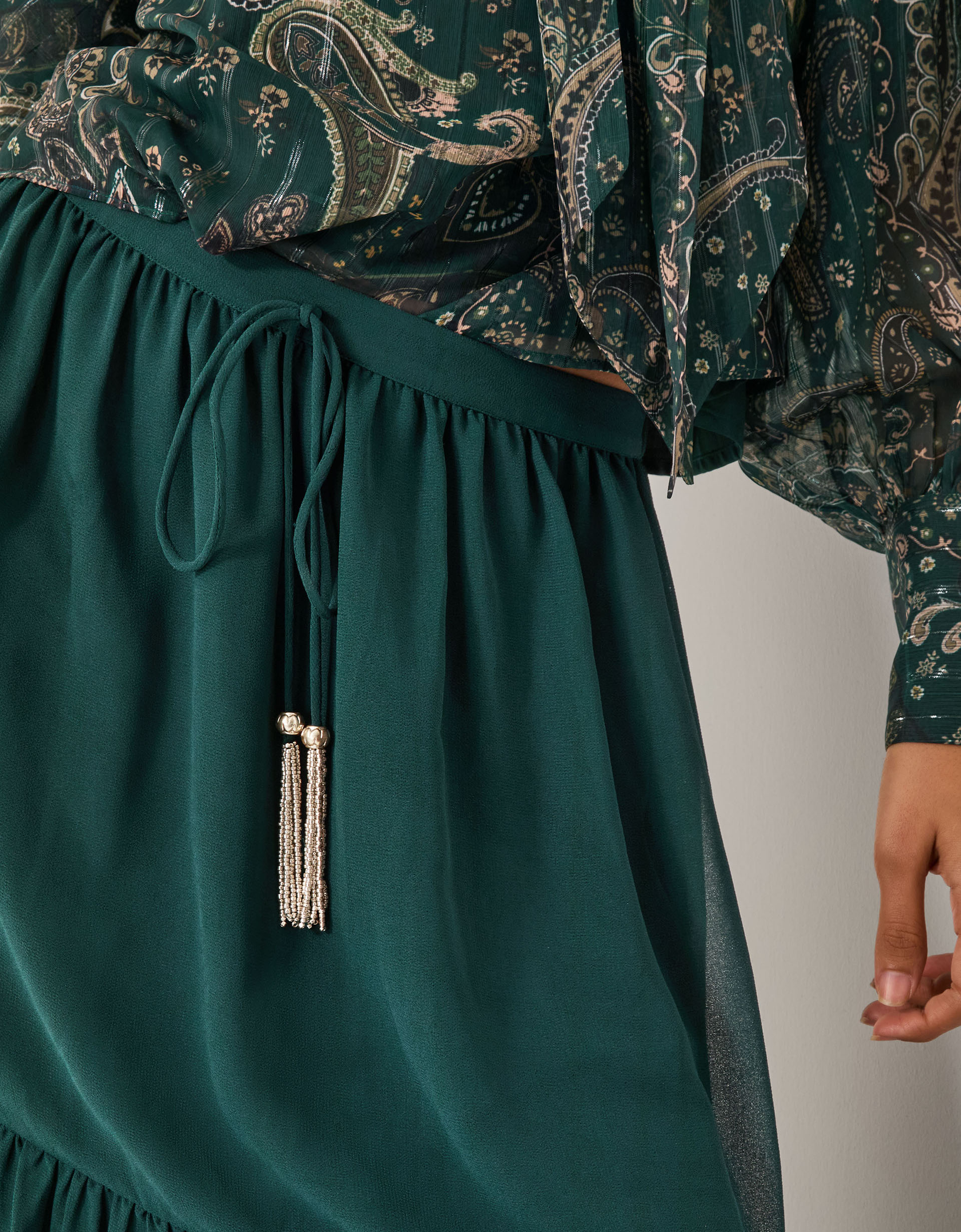Monsoon Holly Tiered Chiffon Maxi Skirt, view 4