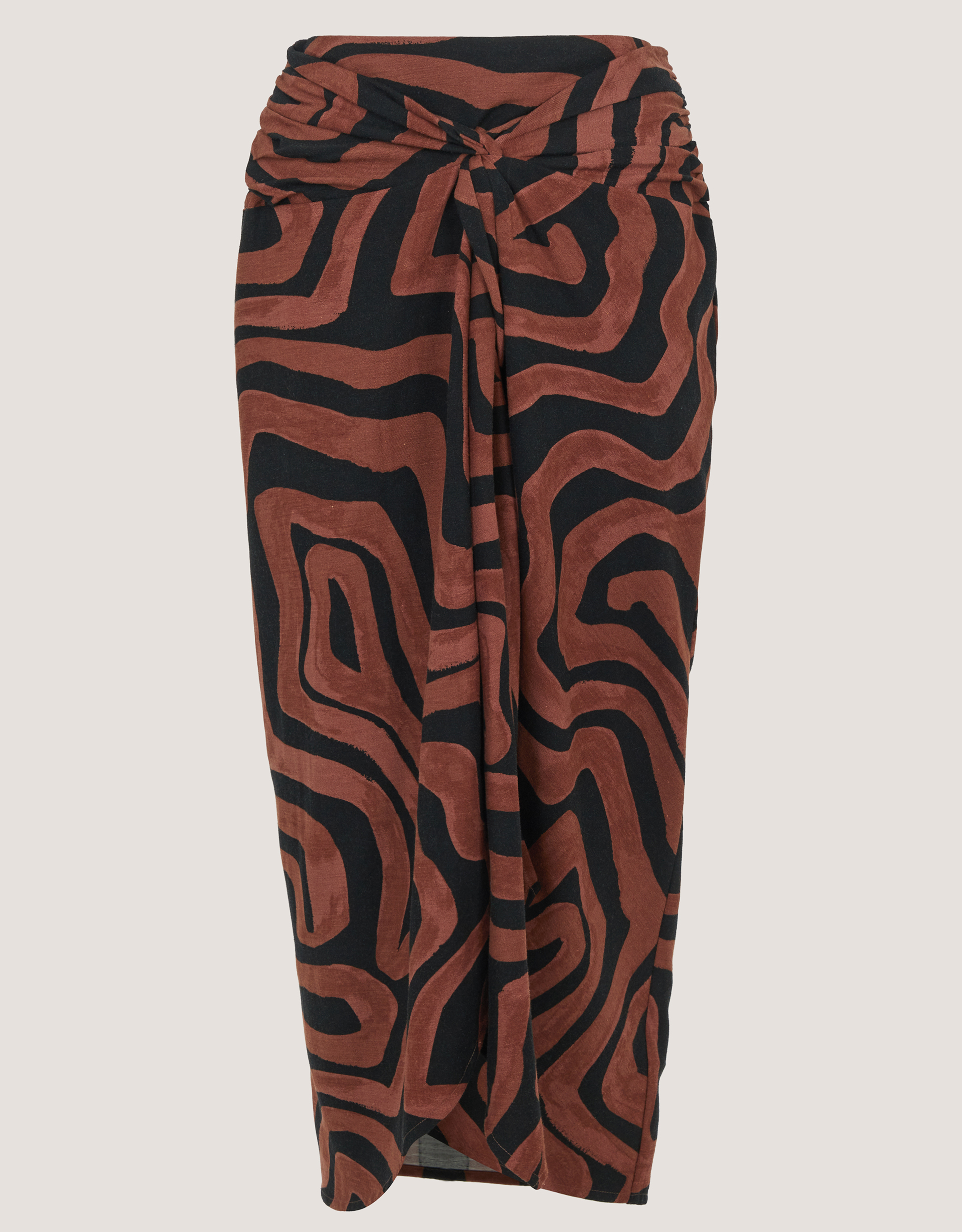 Monsoon Callie Thorpe x Monsoon Wave Print Linen Blend Sarong Skirt, view 5