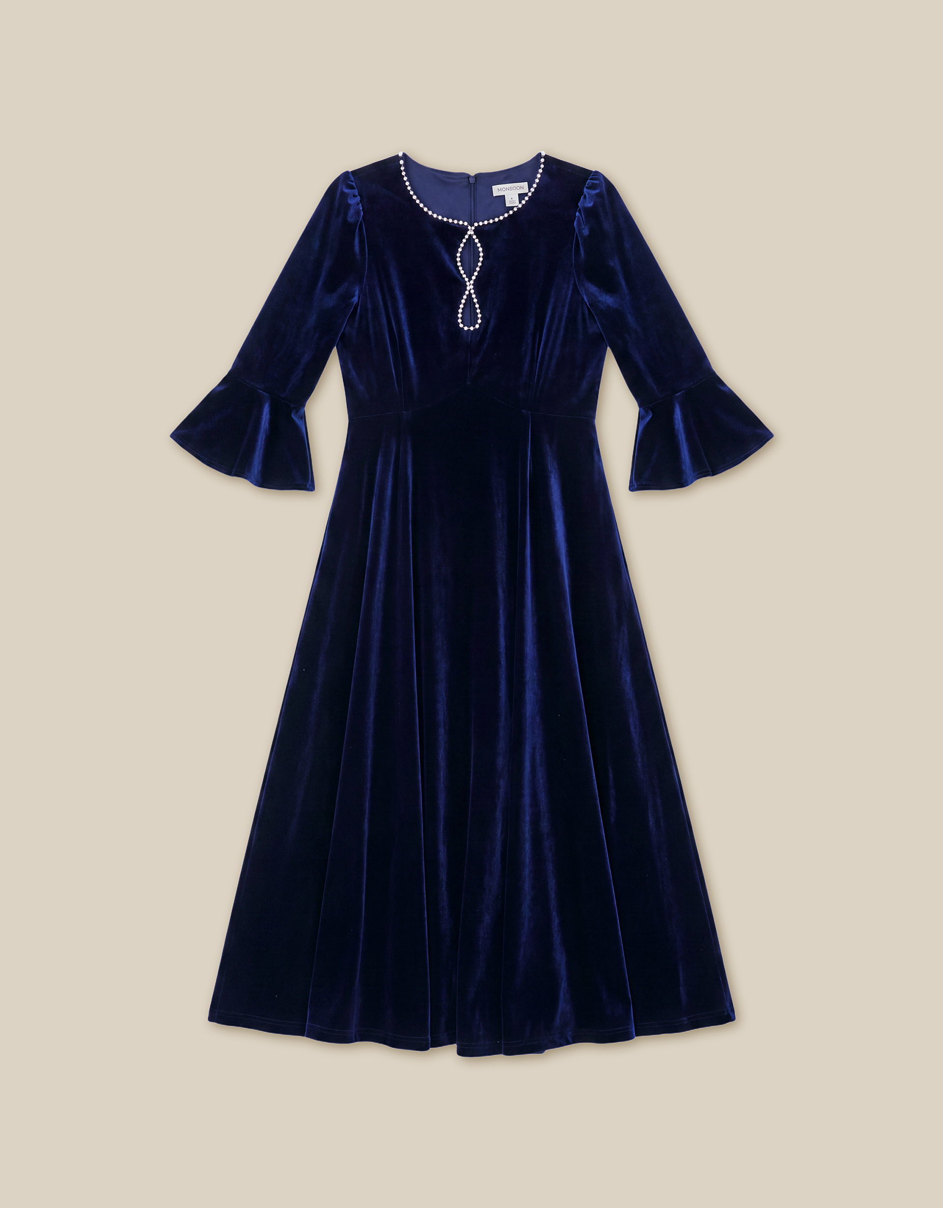 Monsoon Clara Embellished Velvet Midi Dress, view 6