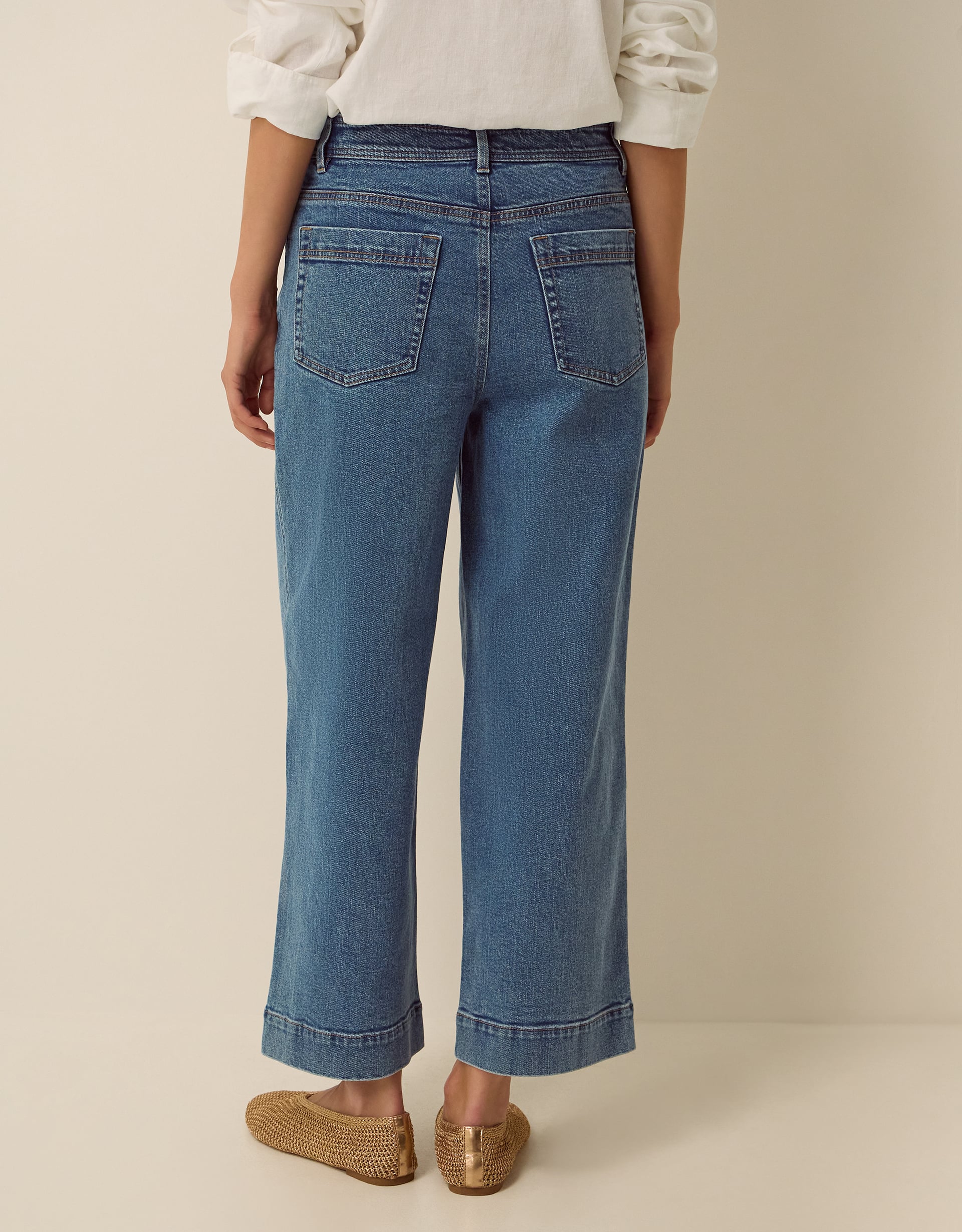 Monsoon Hallie Regular Crop Wide Leg Jeans in Blue, view 3