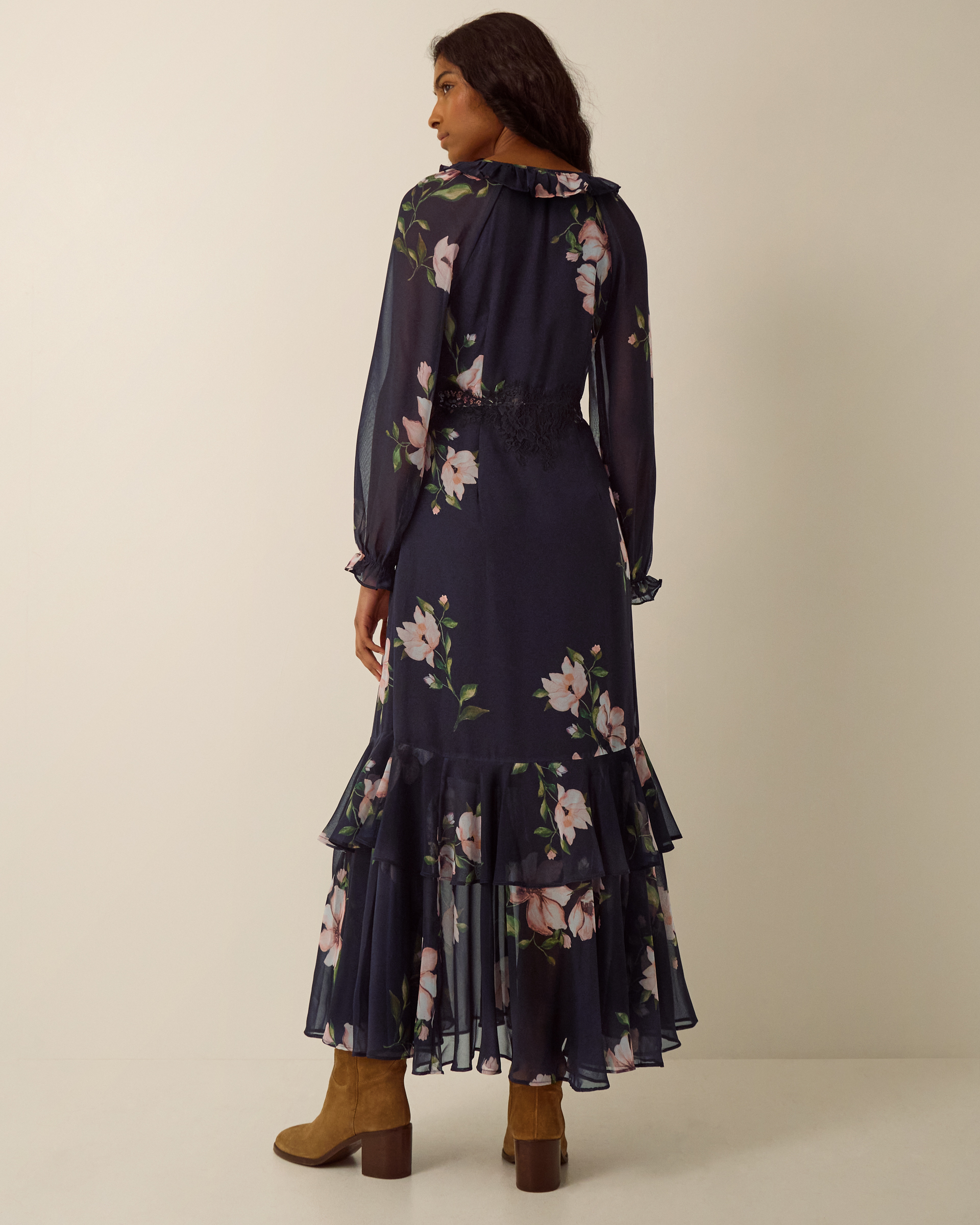 Monsoon Rowena V-Neck Ruffle Floral Print Maxi Dress, view 3