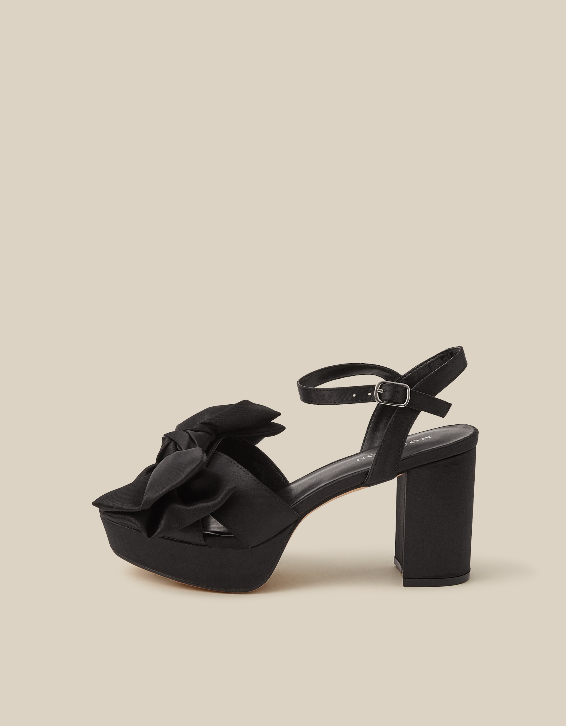 Monsoon Grace Bow Satin Platform Heels, view 2