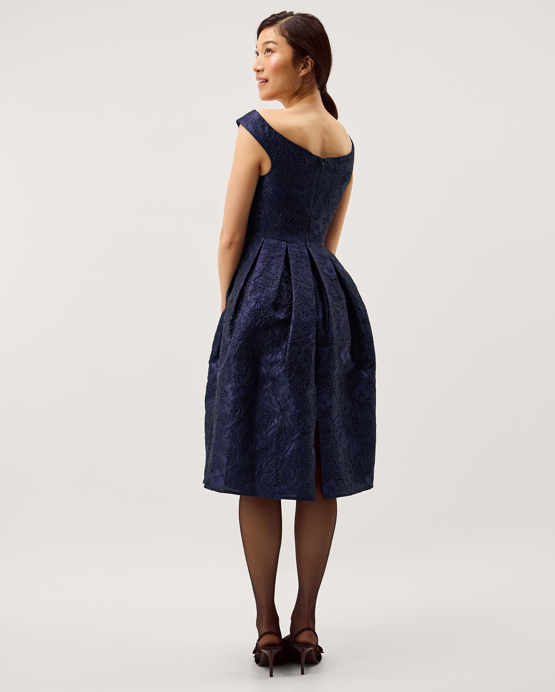 Monsoon Juliana Floral Jacquard Midi Dress, view 3