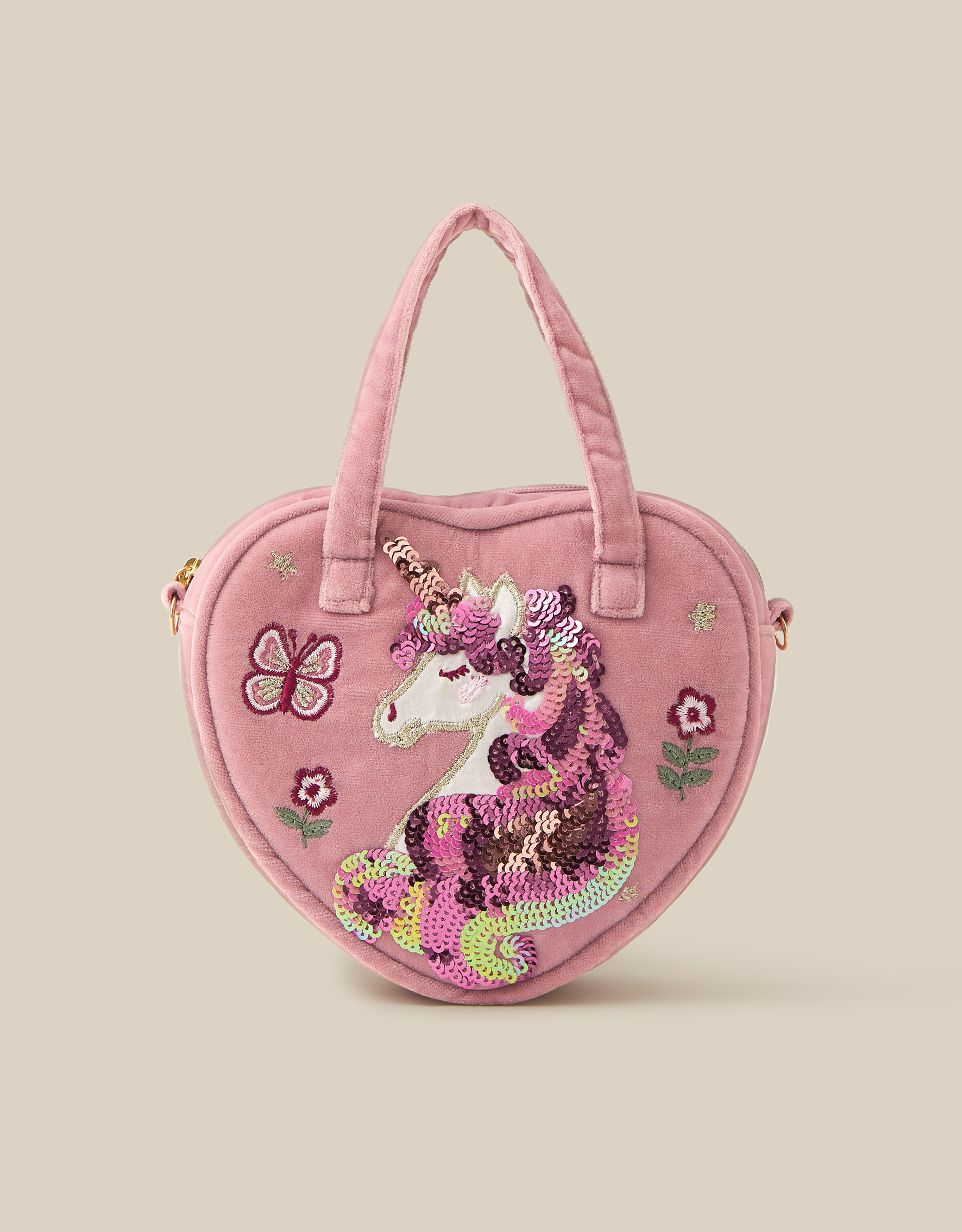 Monsoon Sequin Unicorn Velvet Heart Bag