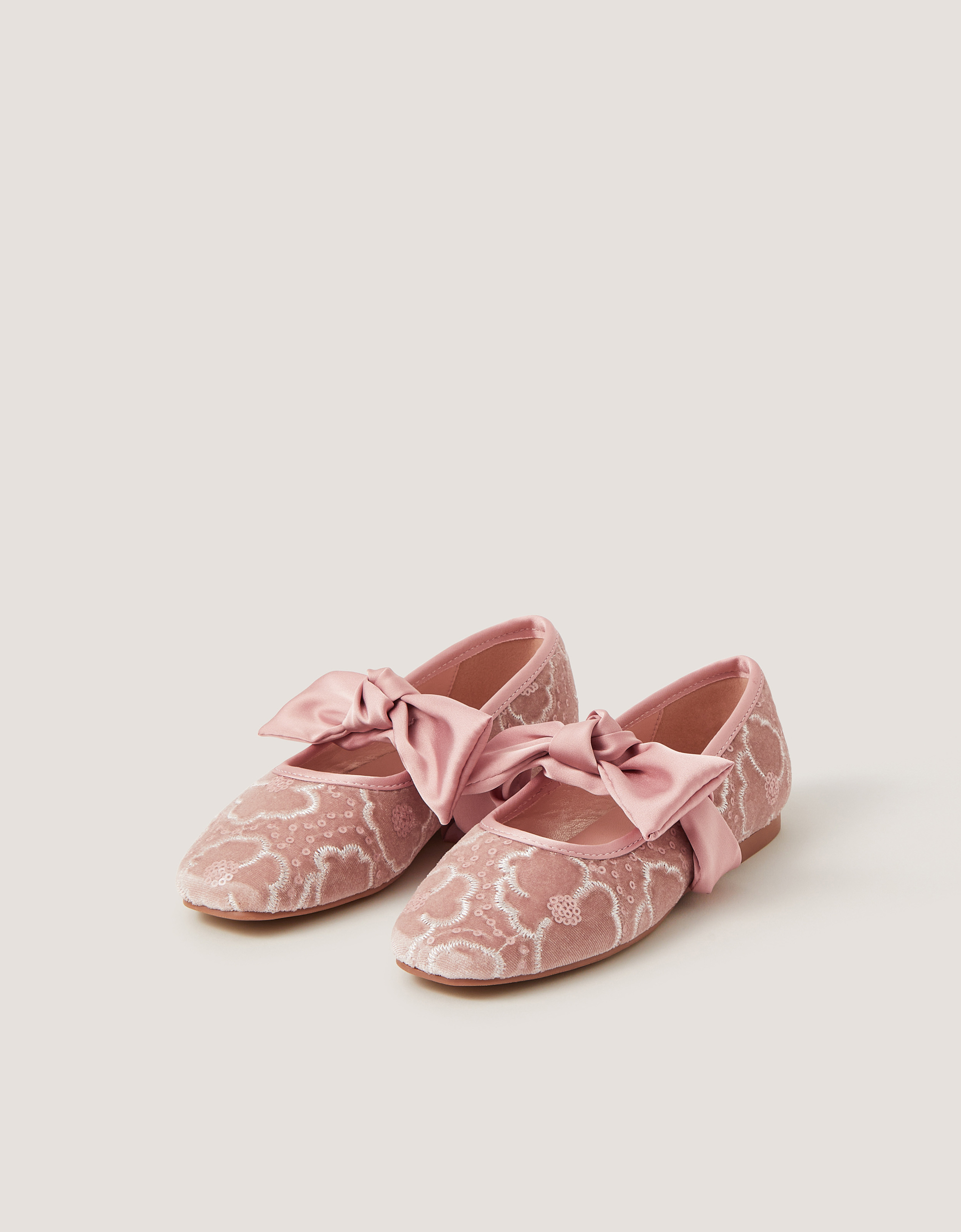 Monsoon Floral Lace Mary Jane Ballet Flats in pink