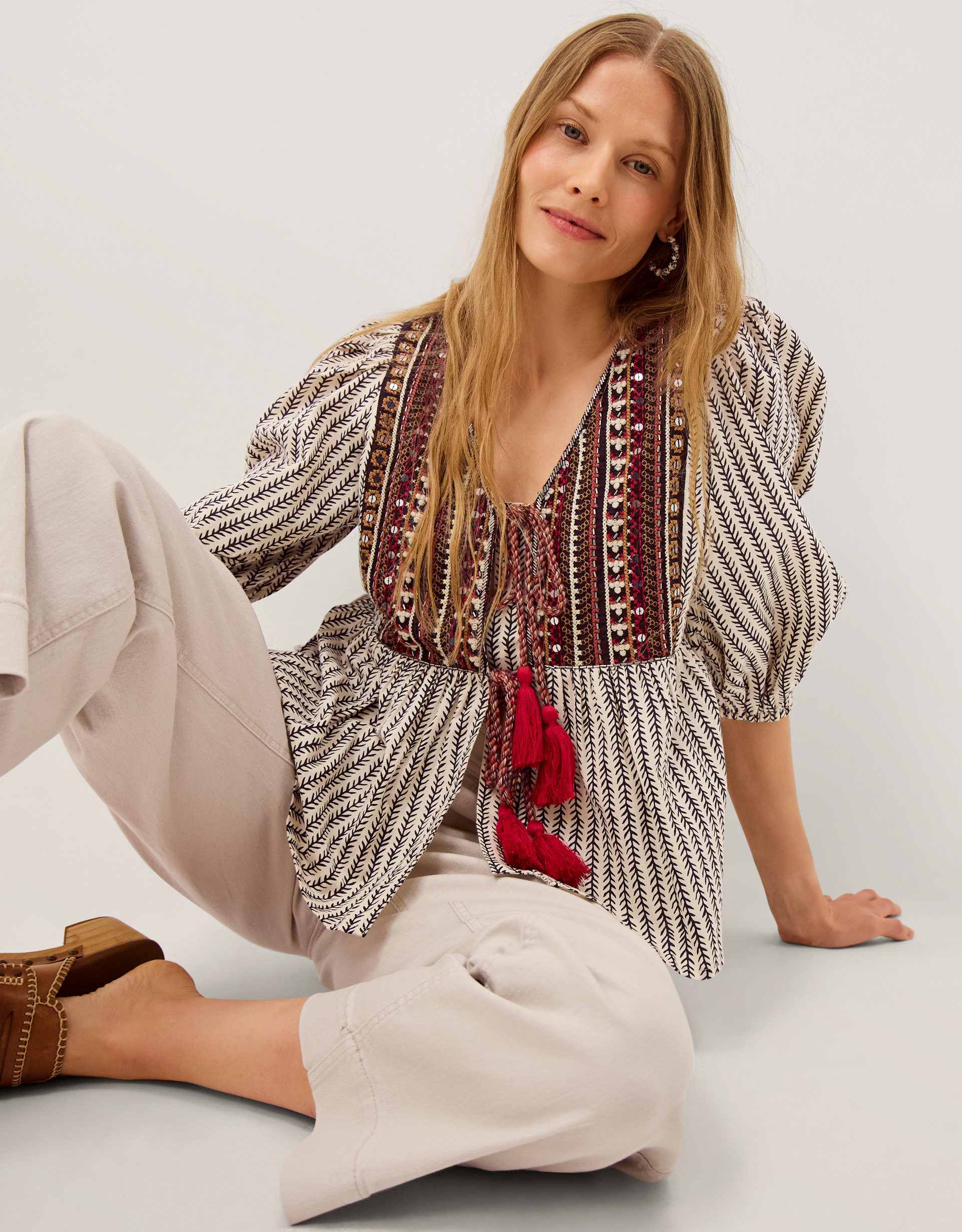 Monsoon Laila Embellished Print Blouse