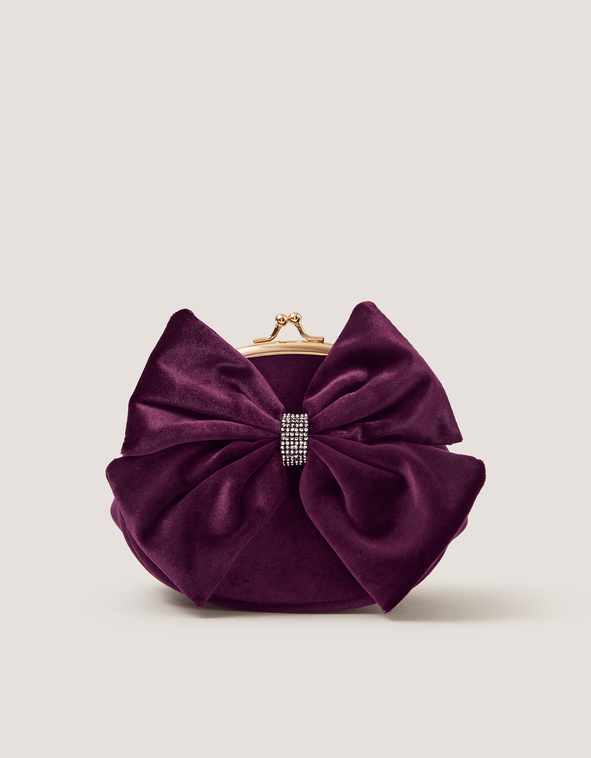 Monsoon Velvet Bow Clip Frame Bag in Purple