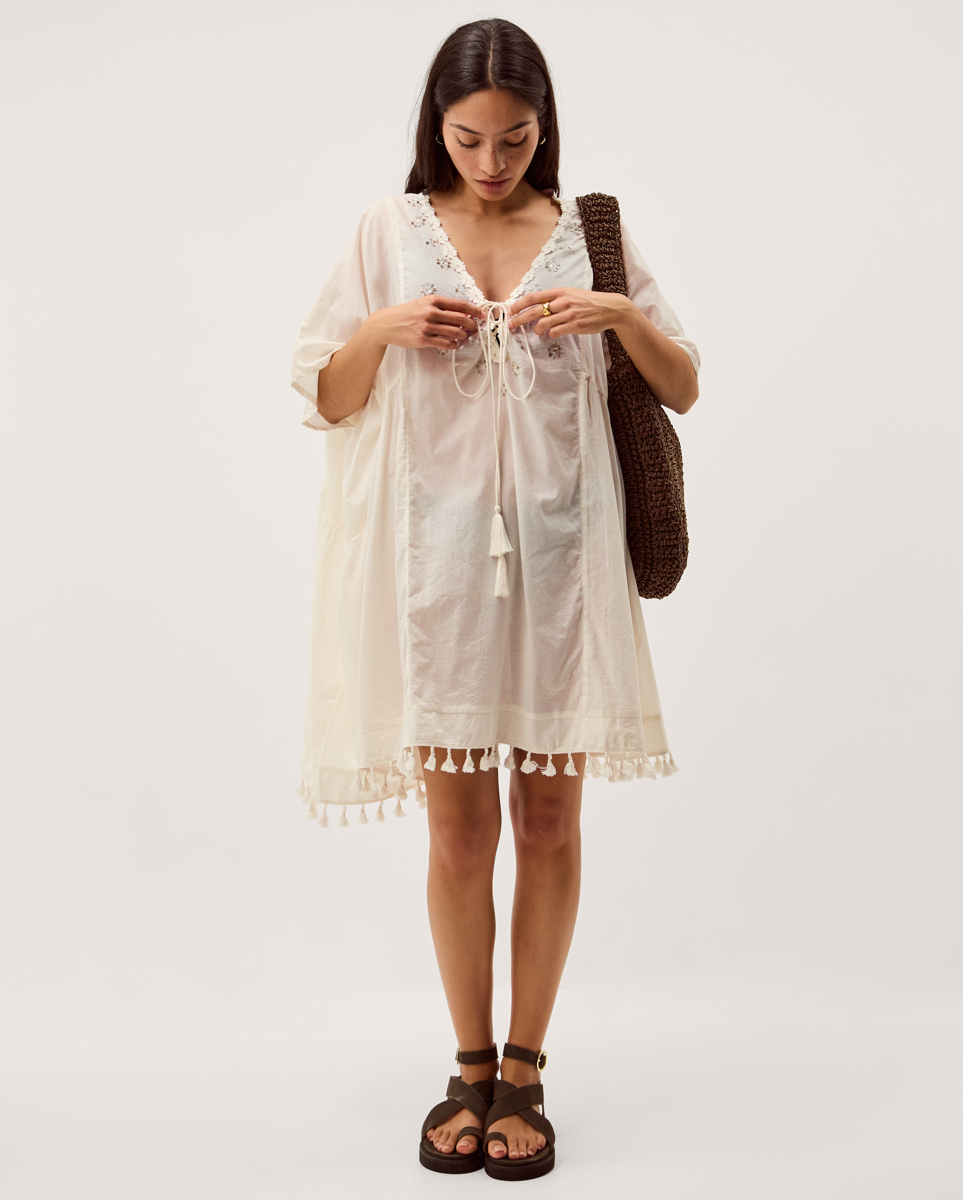 Monsoon Astrid Tassel Embellished Mini Kaftan