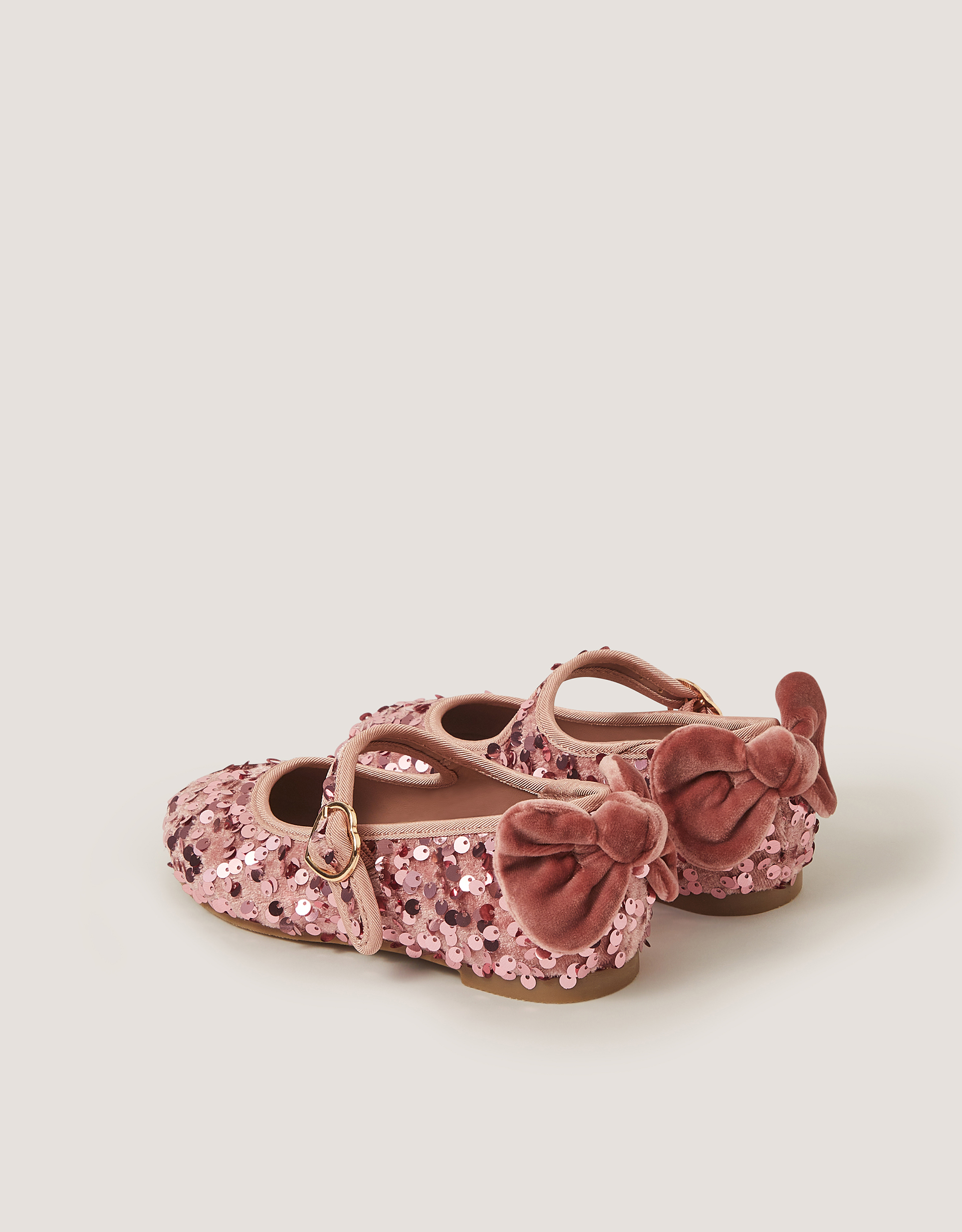 Monsoon Sequin Mary Jane Ballet Flats in Pink, view 3