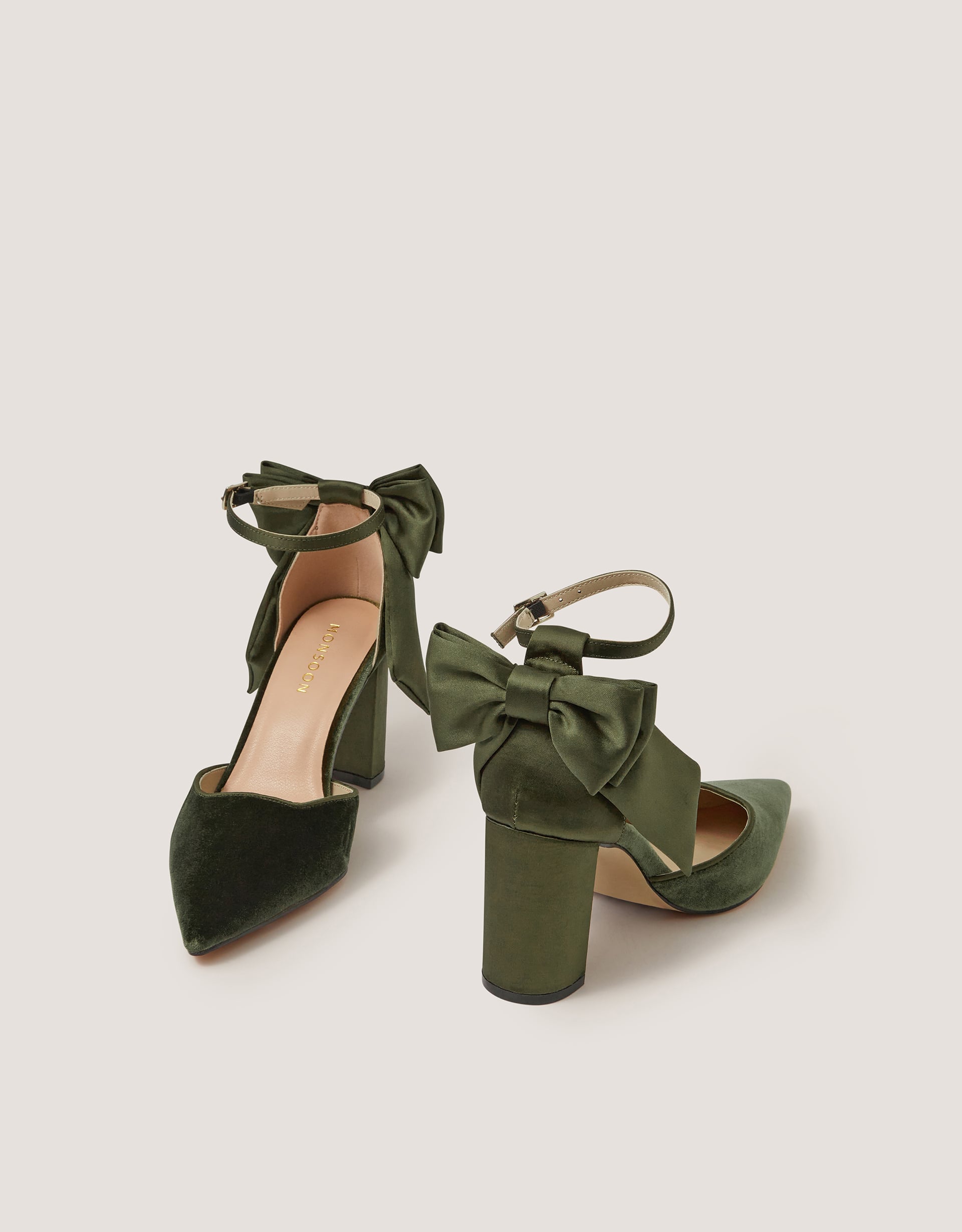 Monsoon Viera Velvet Bow Pointed Toe Heels