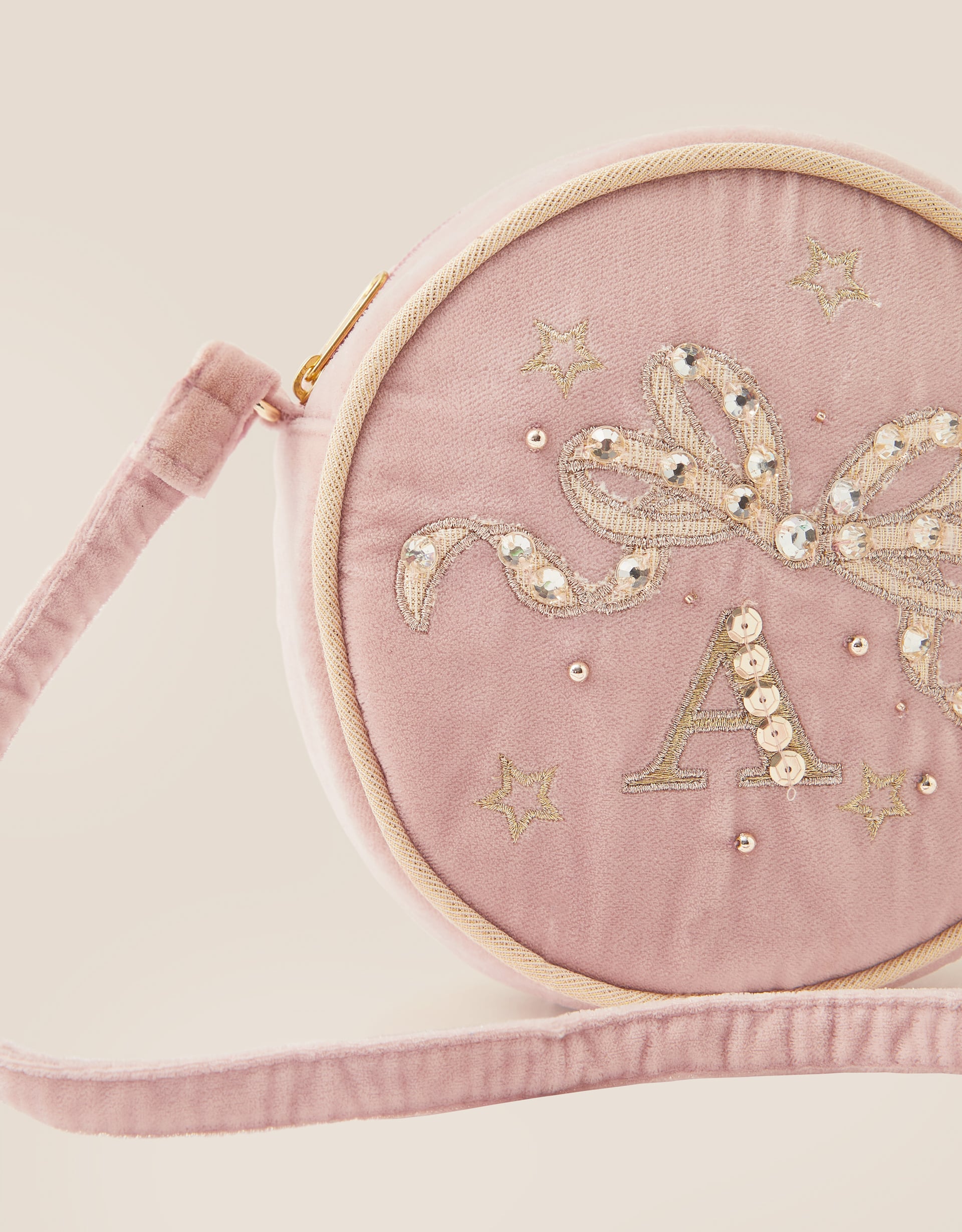 Monsoon Embellished Velvet Initial Crossbody Bag, view 4