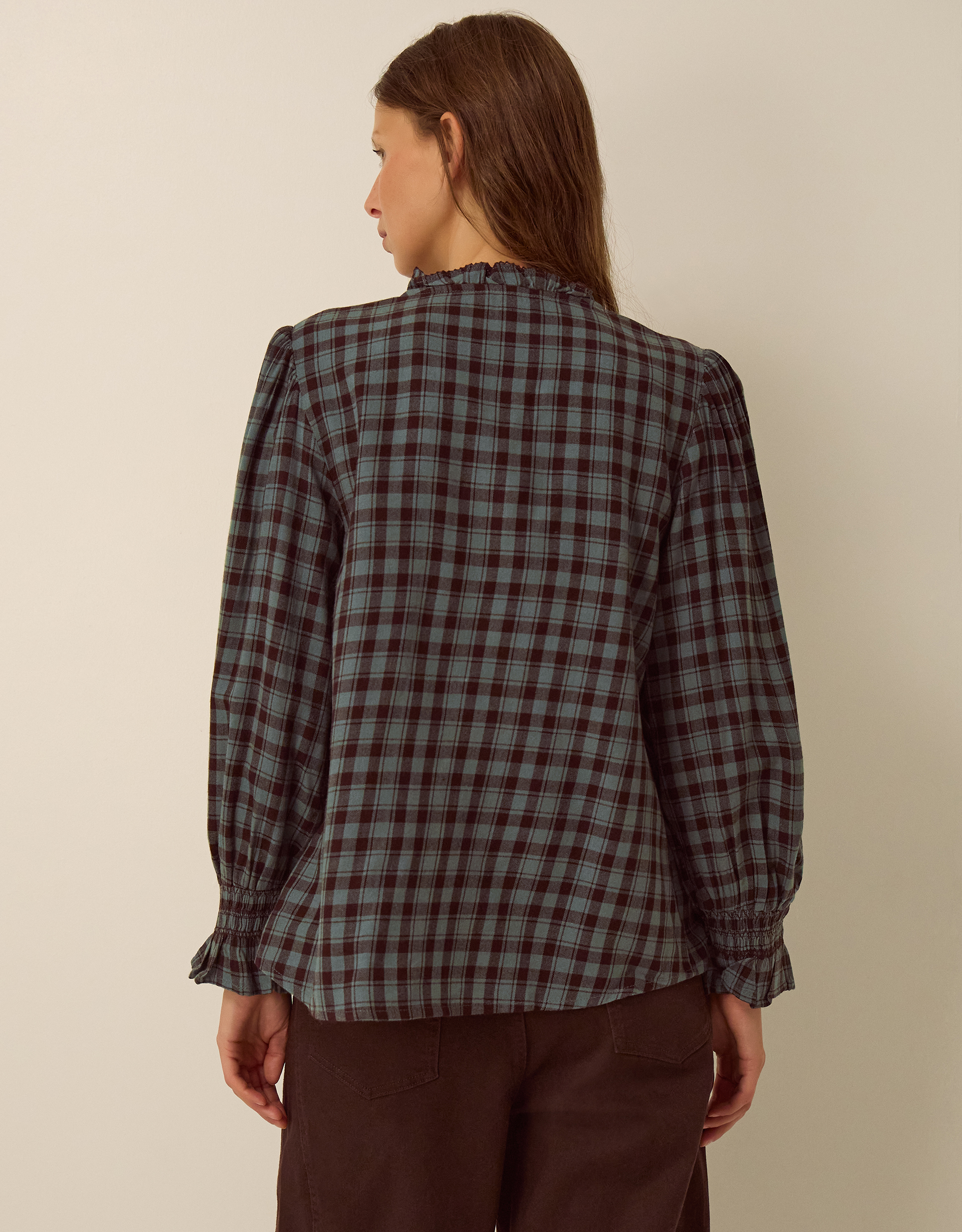 Monsoon Ruby Check Blouse Blue, view 4