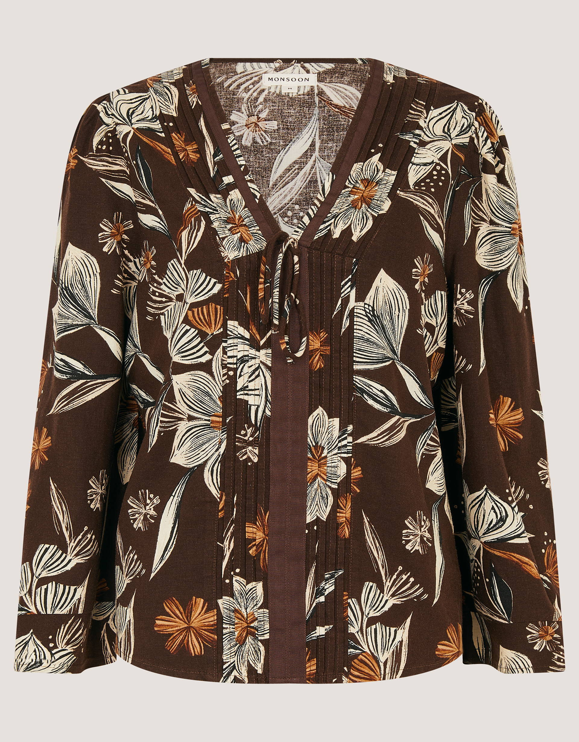 Monsoon Esther Floral Linen Blend Top, view 6