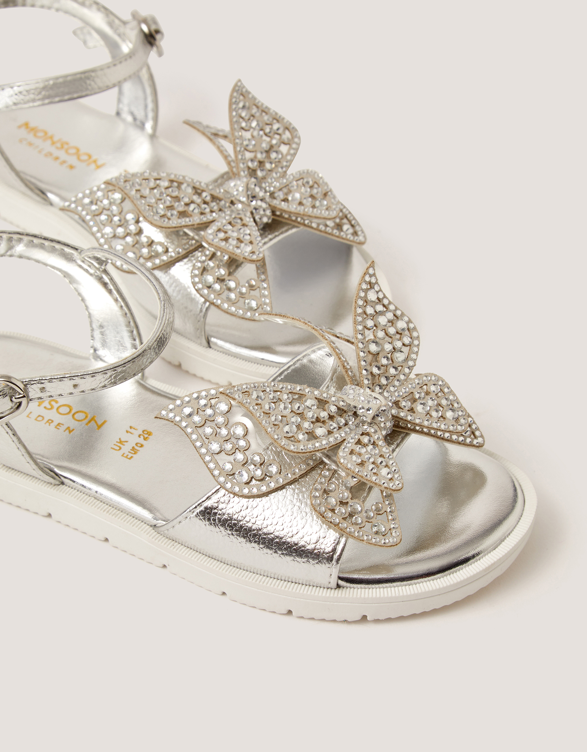 Monsoon Diamanté Butterfly Sandals, view 3