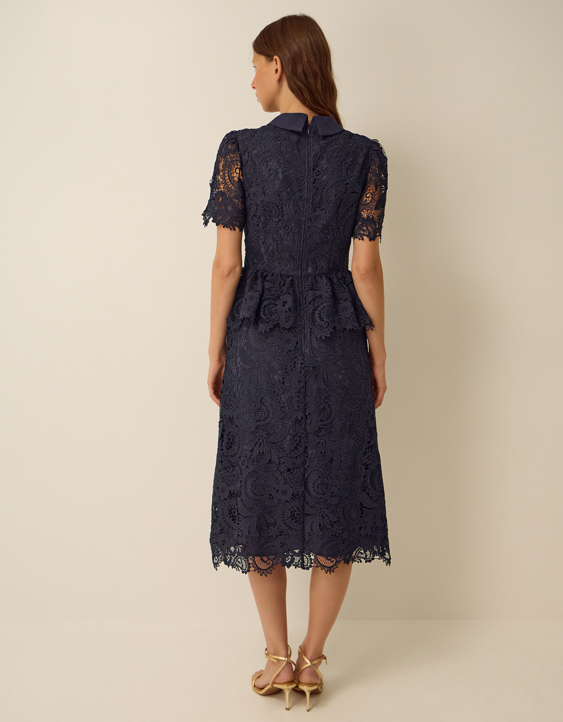 Monsoon Alice Lace Peplum Midi Dress, view 3