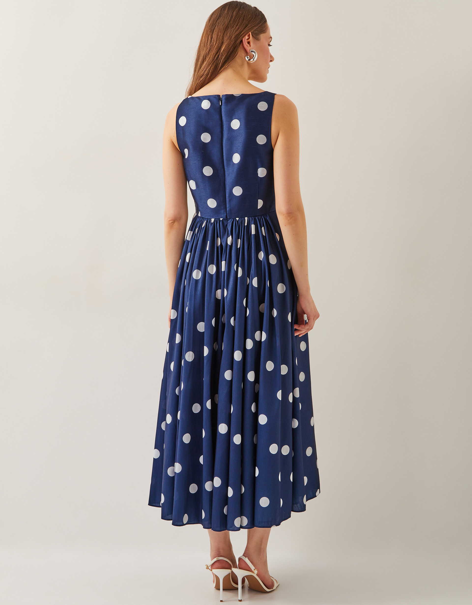 Monsoon Sicily Fit and Flare Midi Dress in Blue, view 4