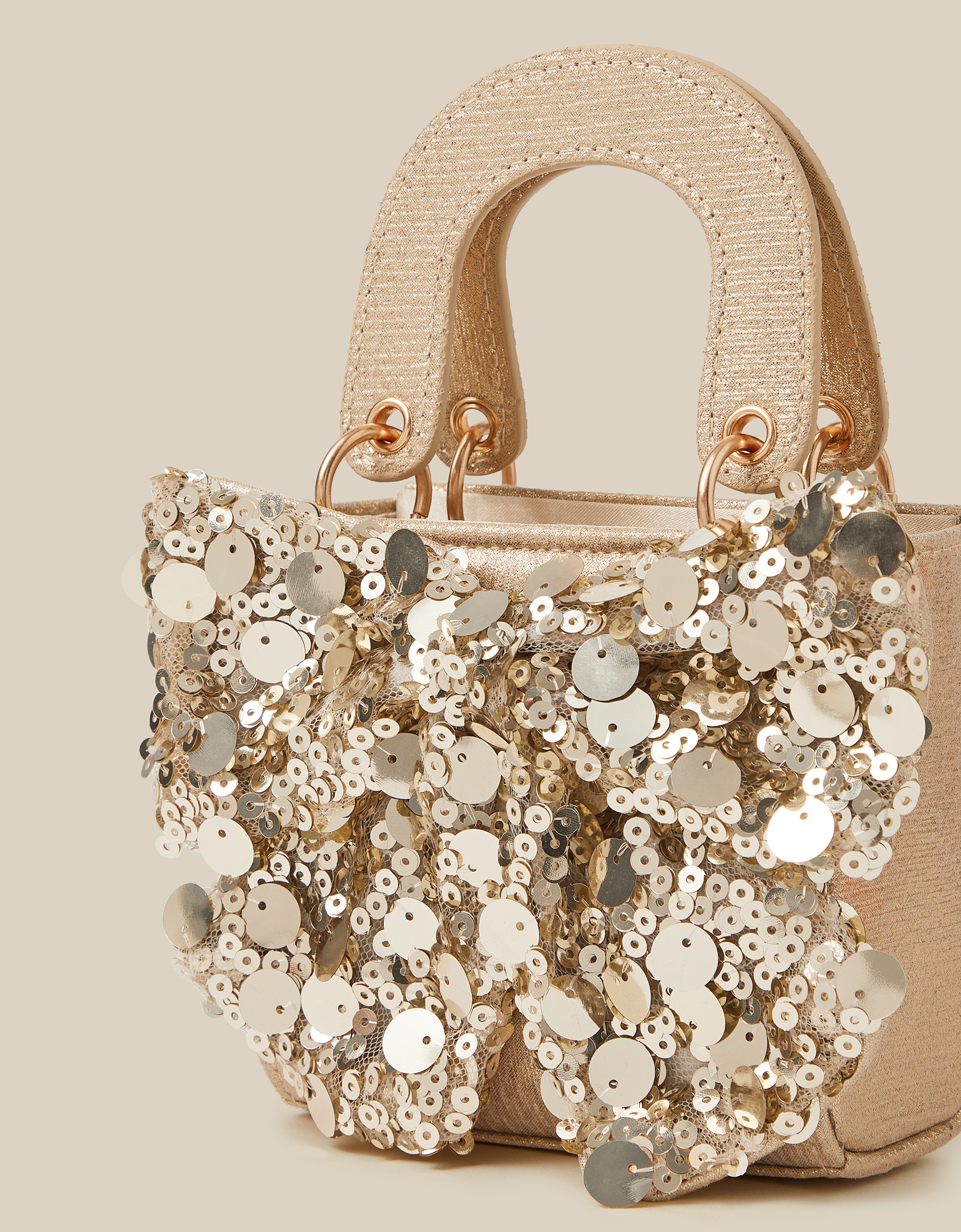 Monsoon Sequin Bow Tote Bag in Gold, view 3