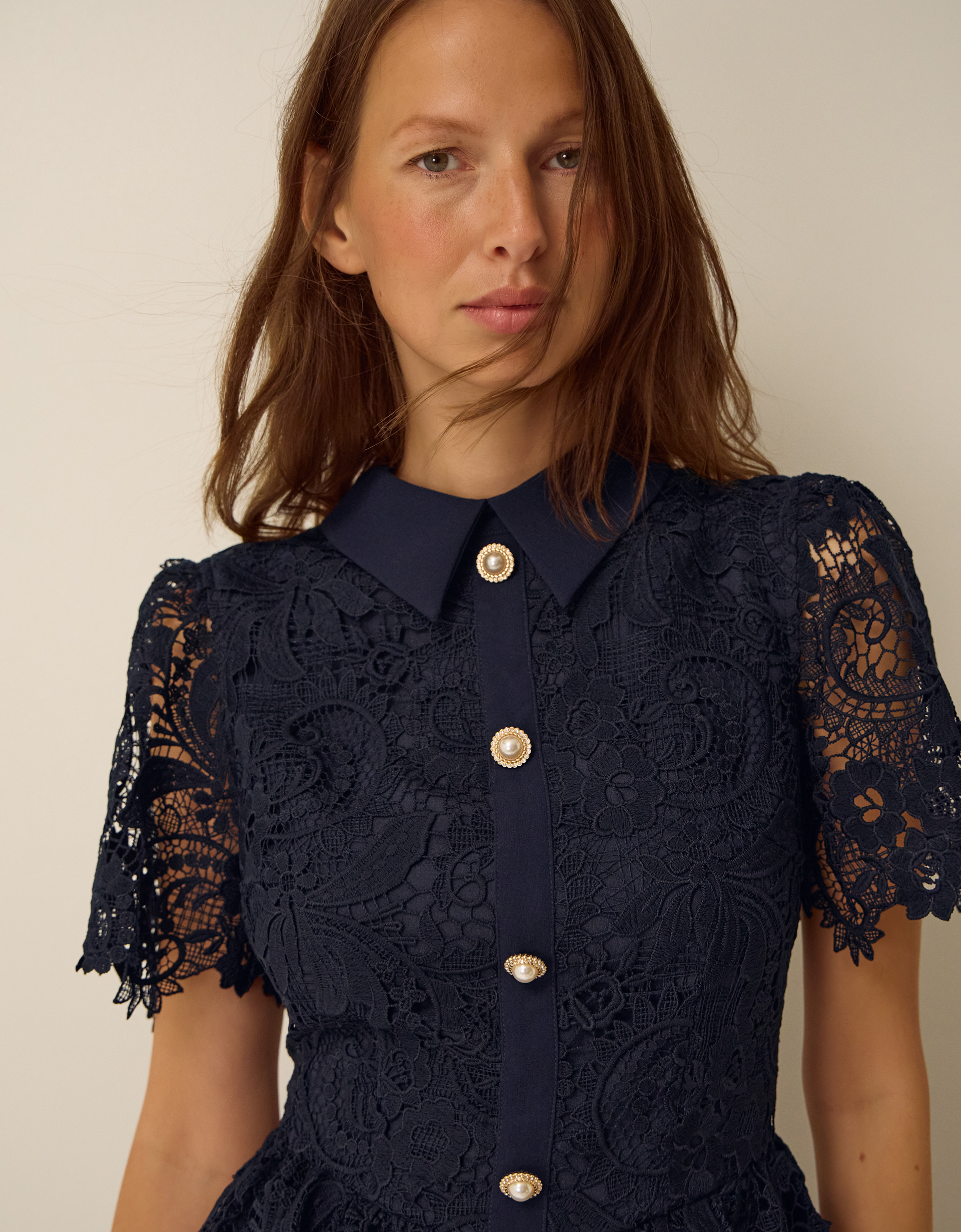 Monsoon Alice Lace Peplum Midi Dress, view 2