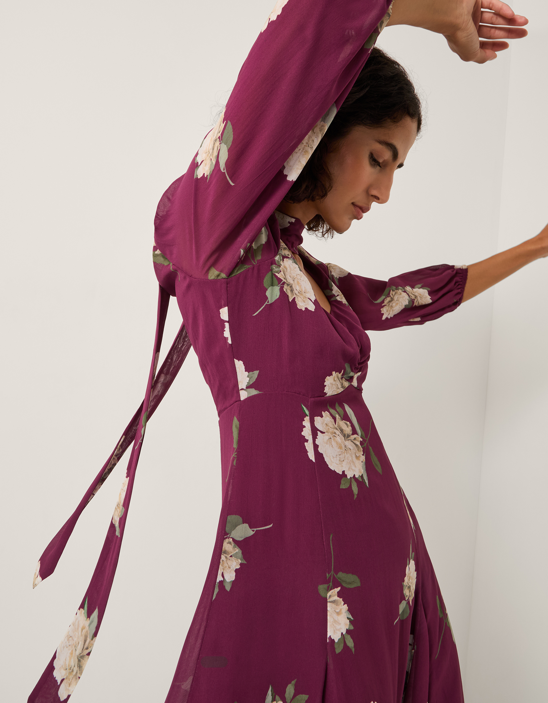 Monsoon Amber Floral Print Midi Dress & Scarf, view 2