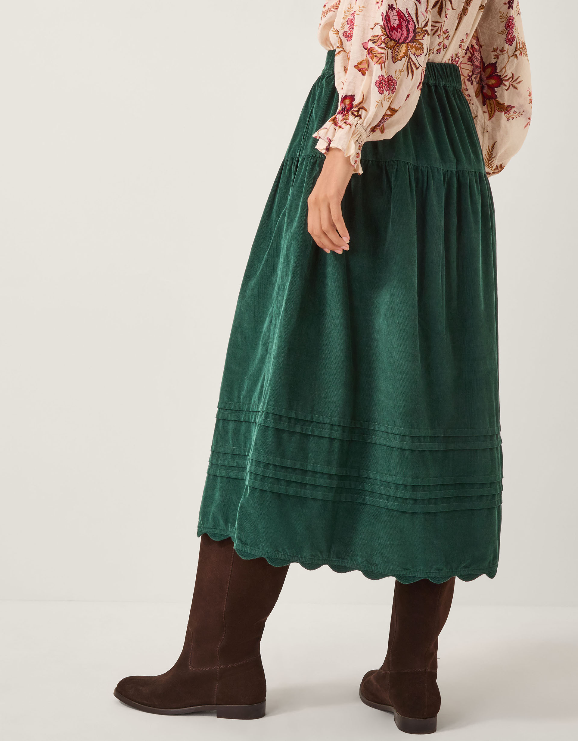 Monsoon Mina Corduroy Midi Skirt, view 3