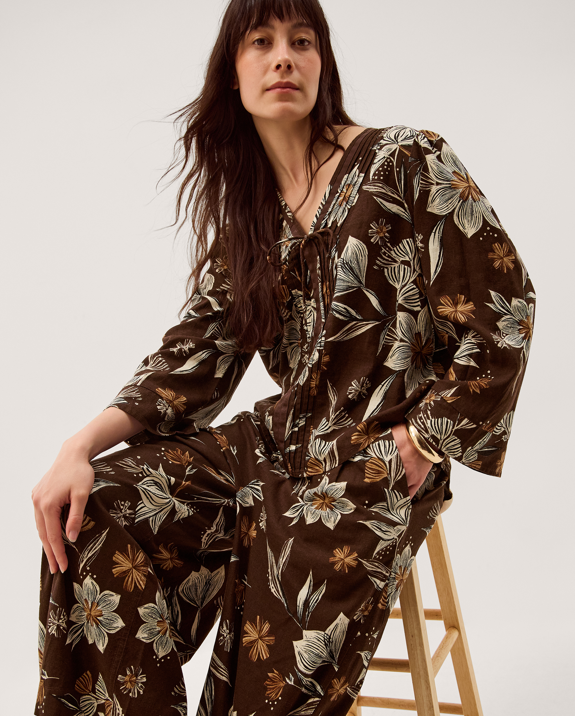 Monsoon Esther Floral Linen Blend Top, view 4