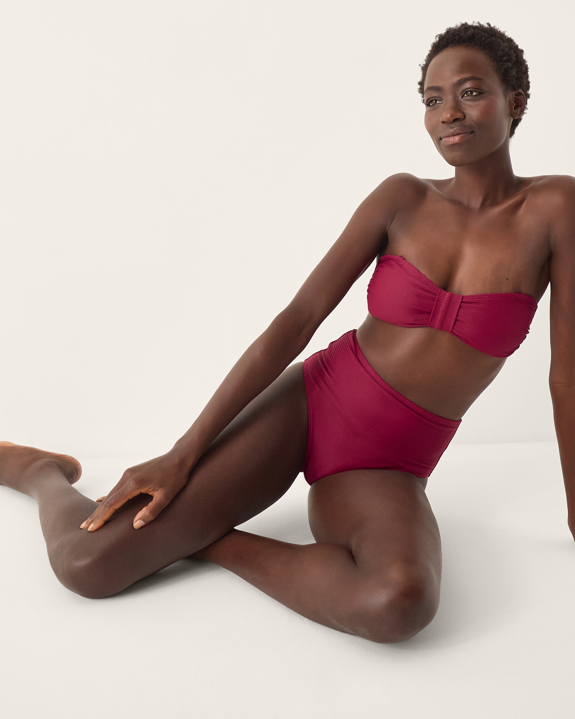 Monsoon Mia High Waist Bikini Bottom in red