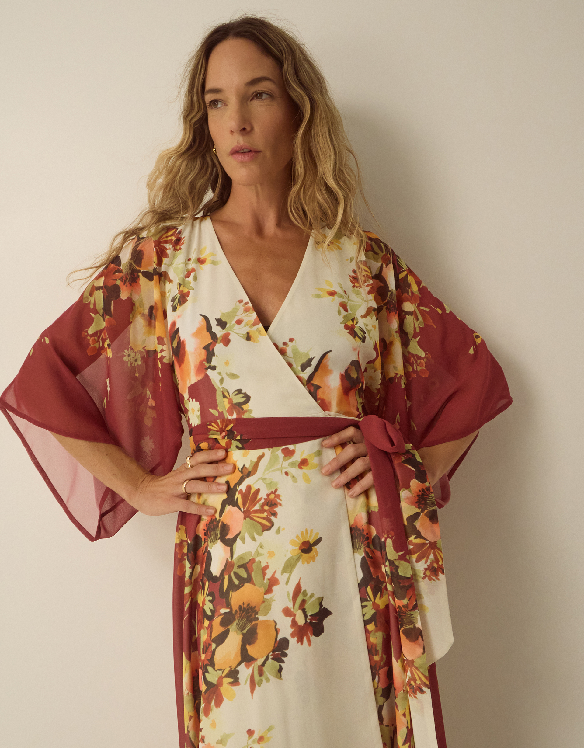 Monsoon Parrie Floral Midi Wrap Dress