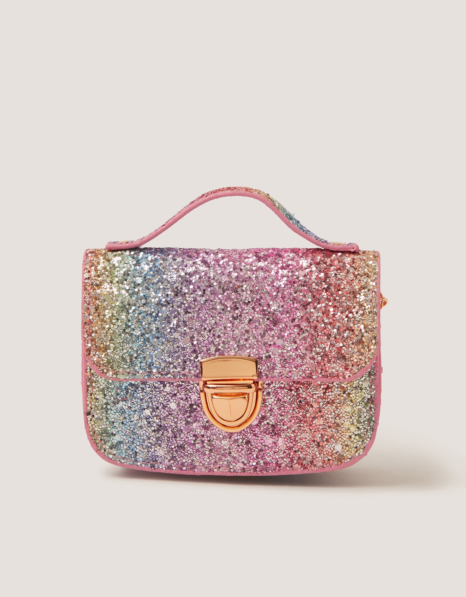 Monsoon Mini Rainbow Glitter Bag in pink/blue