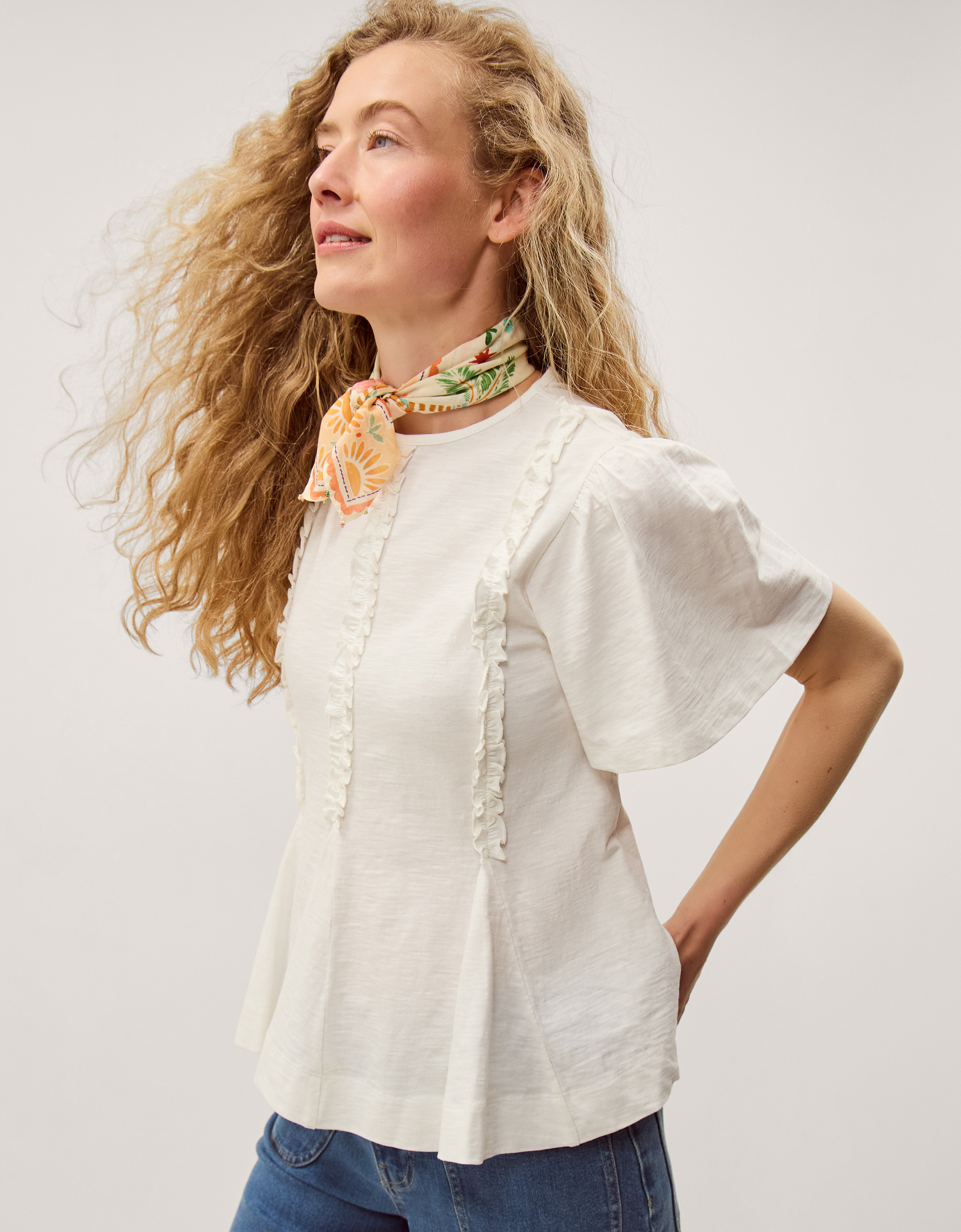 Monsoon Ria Ruffle Jersey T-Shirt